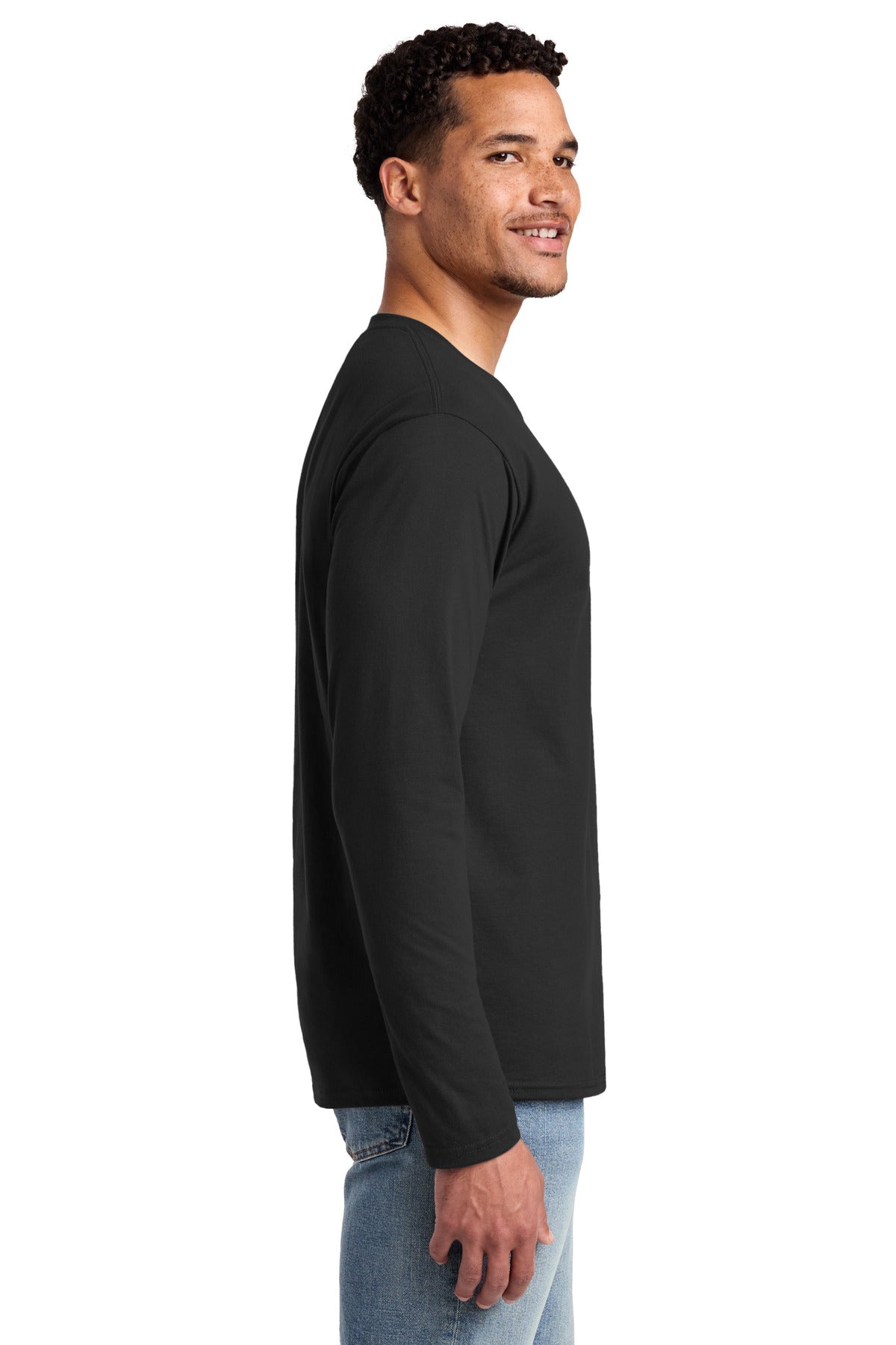 Port & Co Long Sleeve Fan Favorite Tee. PC450LS - Jet Black - side