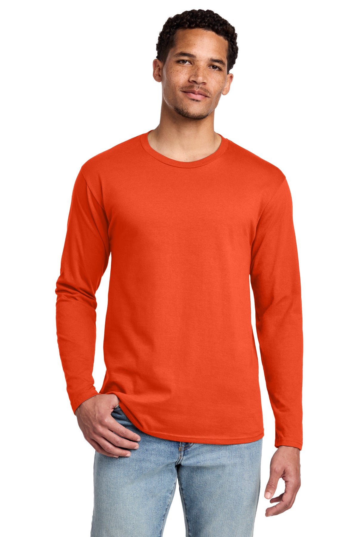 Port & Co Long Sleeve Fan Favorite Tee. PC450LS - Orange - front