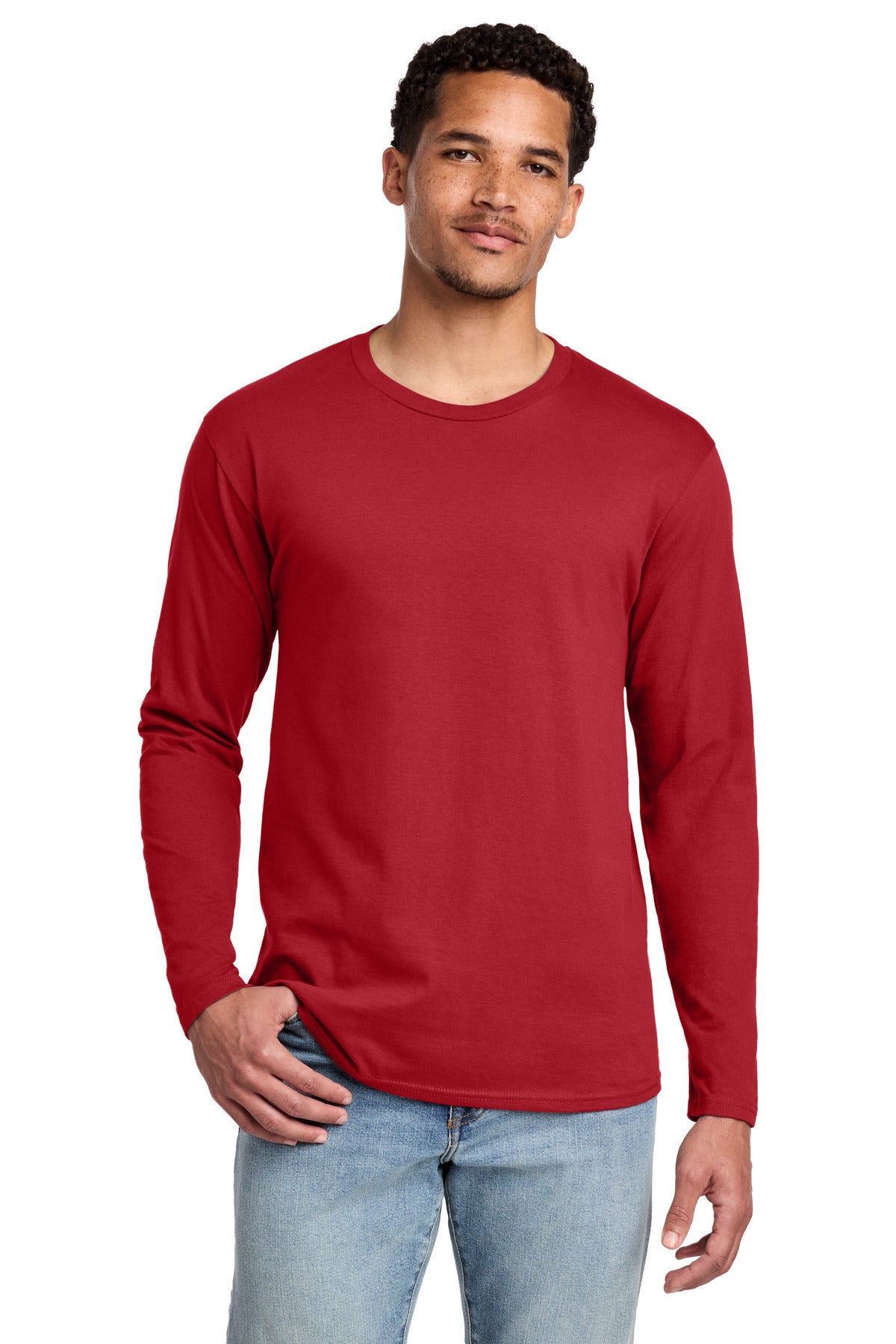 Port & Co Long Sleeve Fan Favorite Tee. PC450LS - Team Cardinal - front