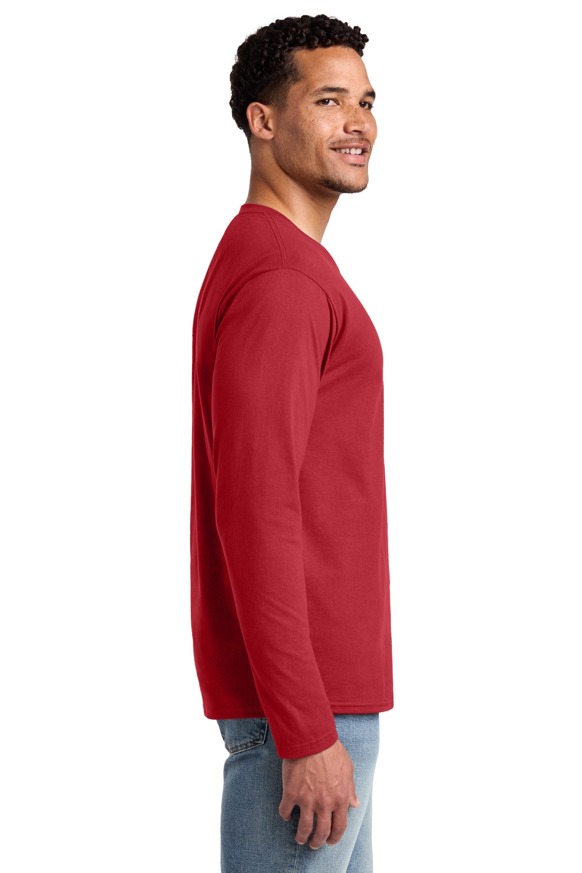 Port & Co Long Sleeve Fan Favorite Tee. PC450LS - Team Cardinal - side