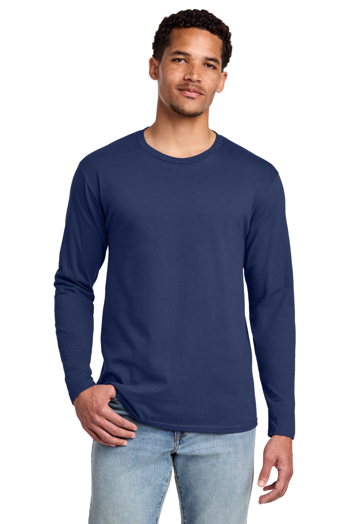 Port & Co Long Sleeve Fan Favorite Tee. PC450LS - Team Navy - front