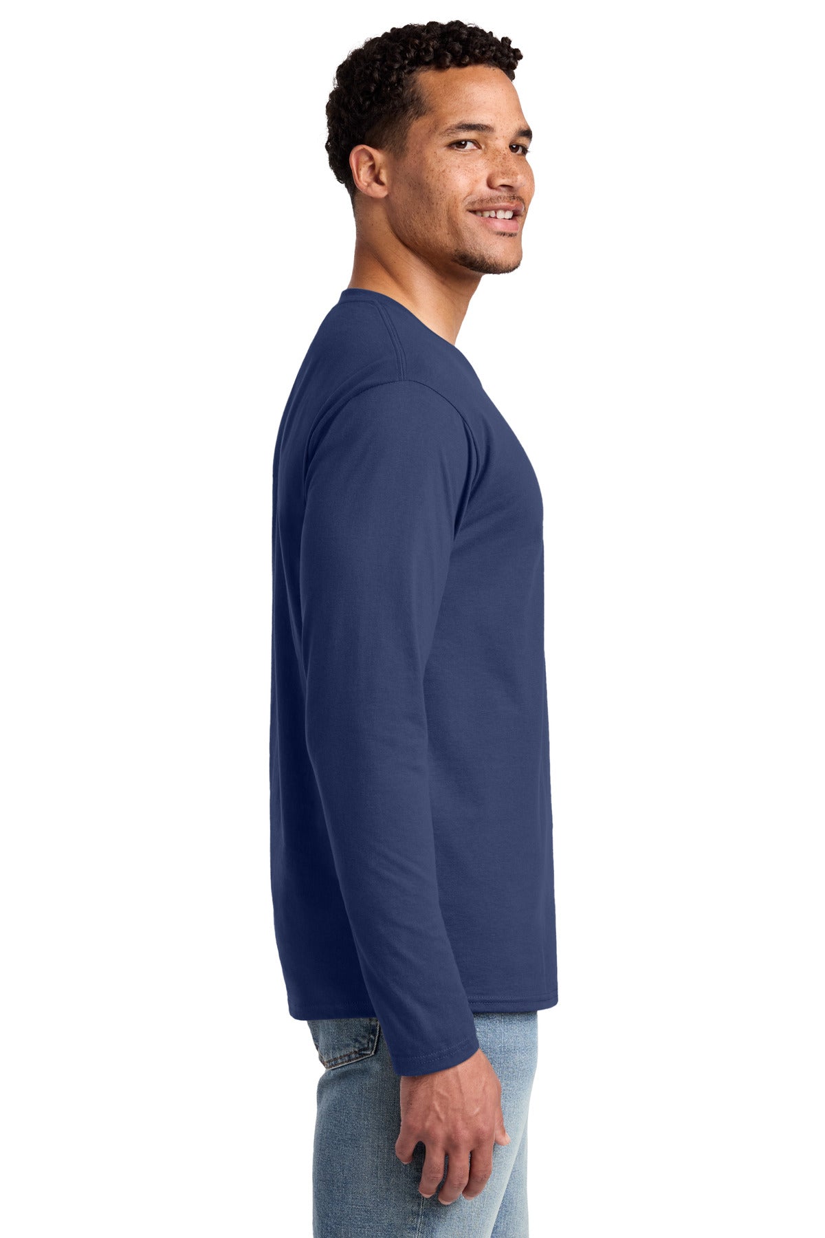 Port & Co Long Sleeve Fan Favorite Tee. PC450LS - Team Navy - side