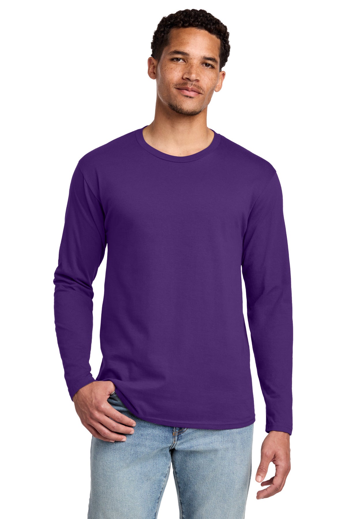 Port & Co Long Sleeve Fan Favorite Tee. PC450LS - Team Purple - front