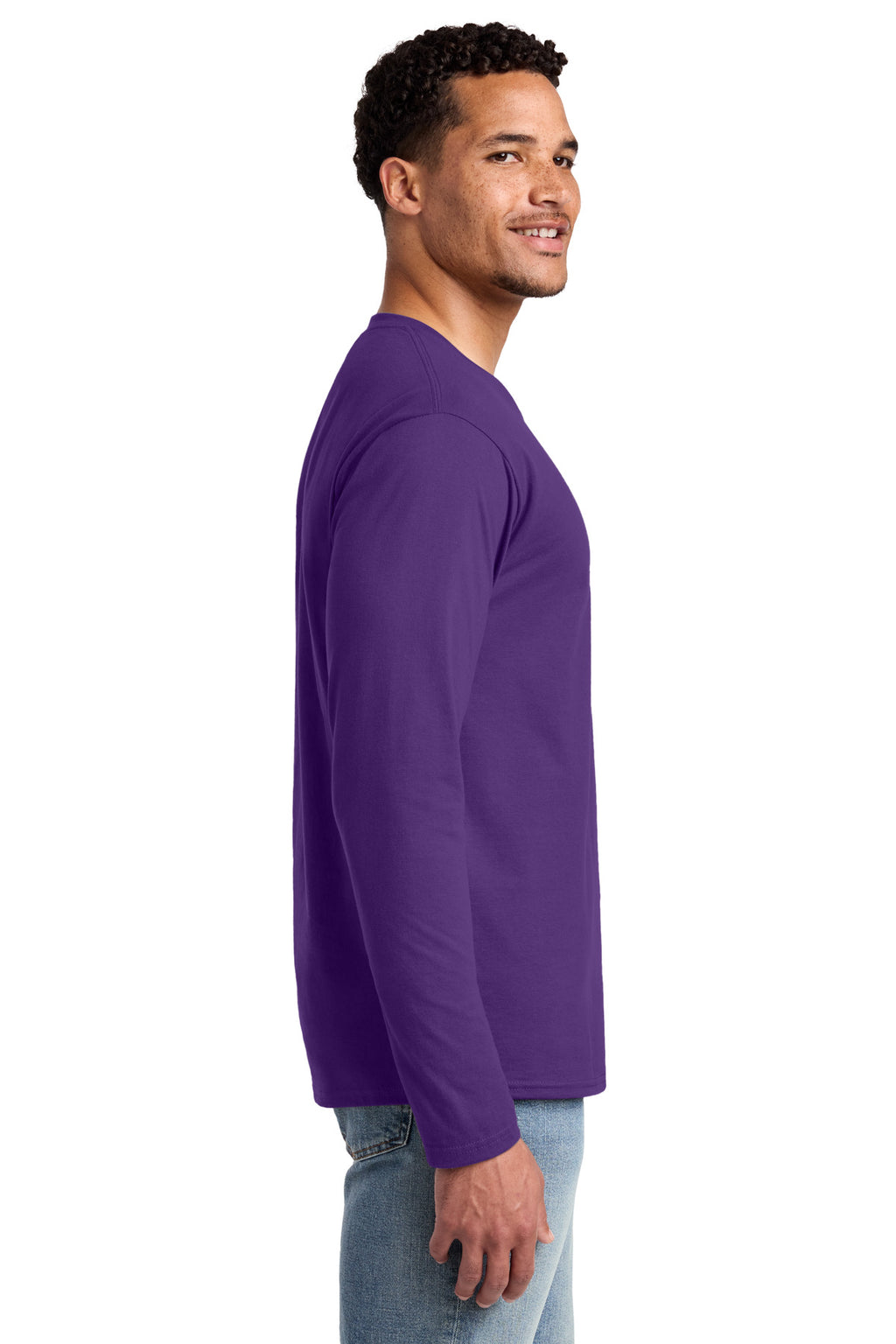 Port & Co Long Sleeve Fan Favorite Tee. PC450LS - Team Purple - side