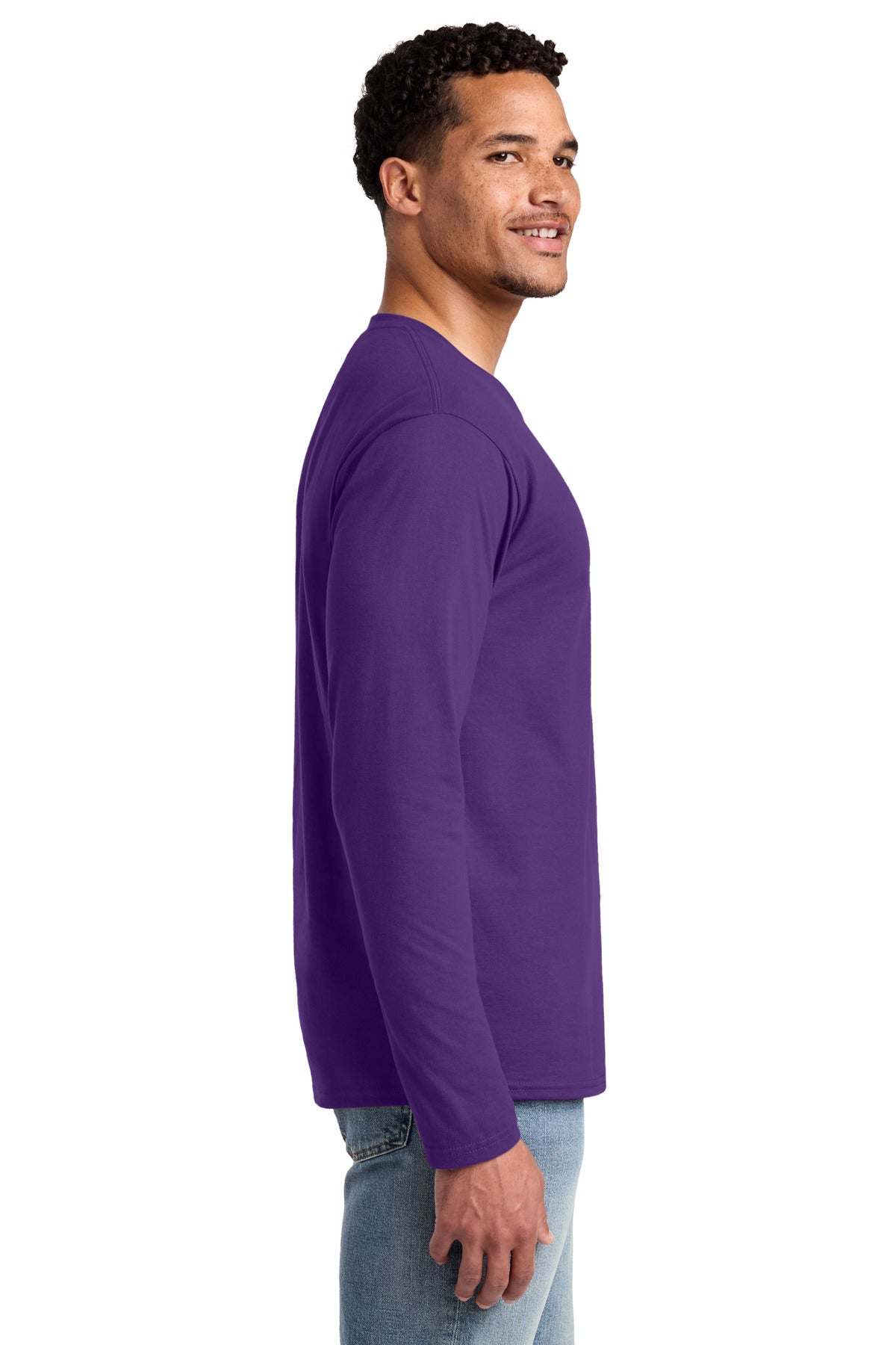 Port & Co Long Sleeve Fan Favorite Tee. PC450LS - Team Purple - side