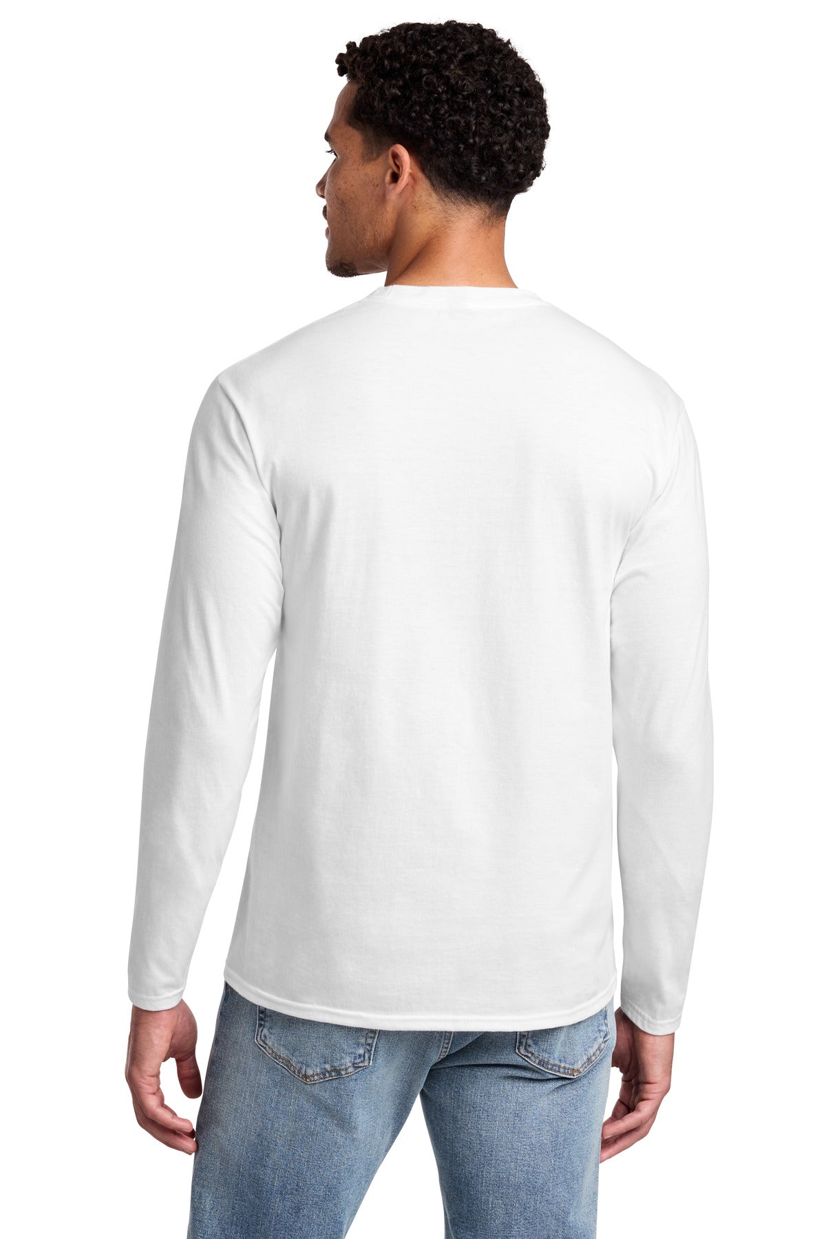 Port & Co Long Sleeve Fan Favorite Tee. PC450LS - White - back