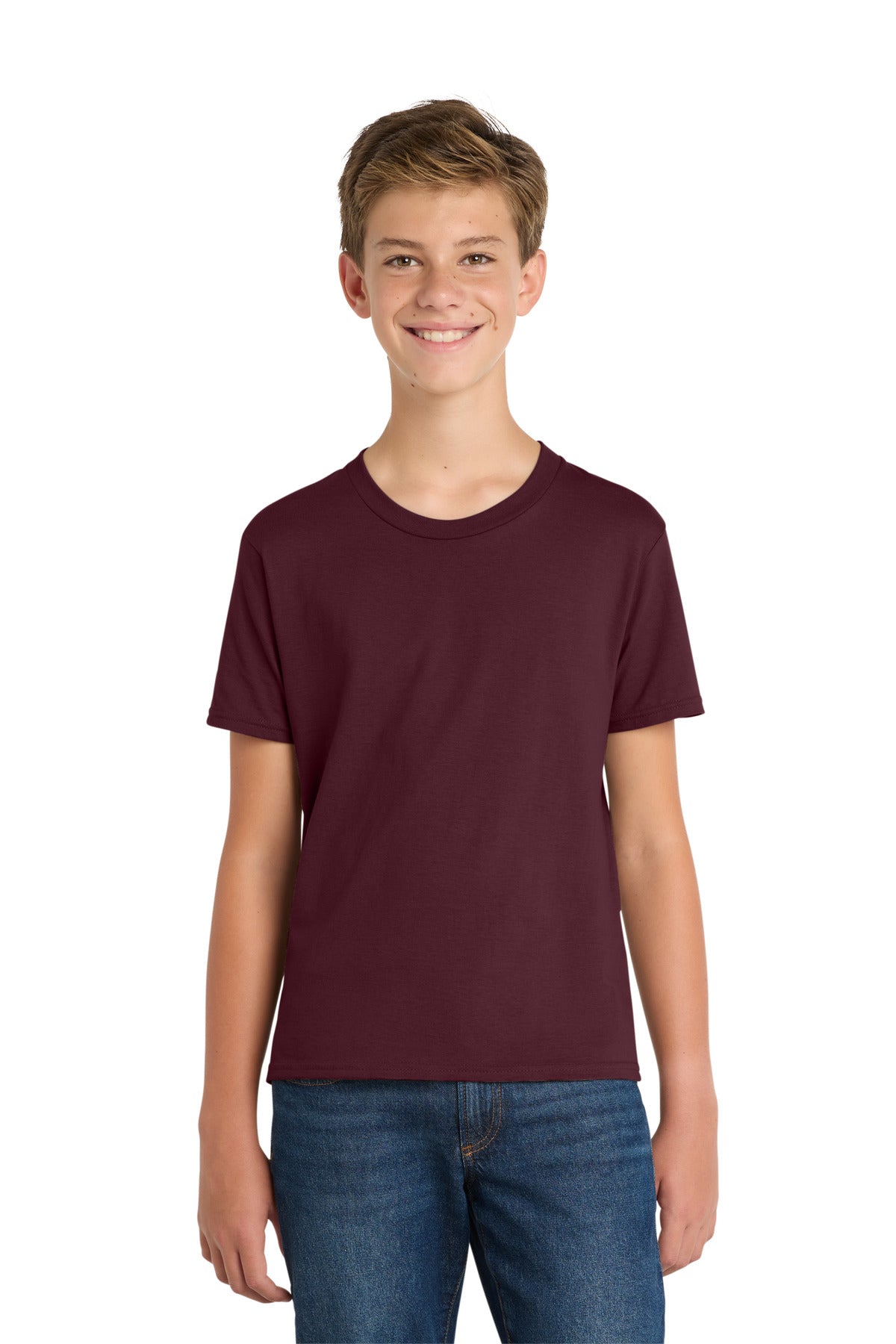 Port & Co Youth Fan Favorite Tee. PC450Y - Athletic Maroon - front