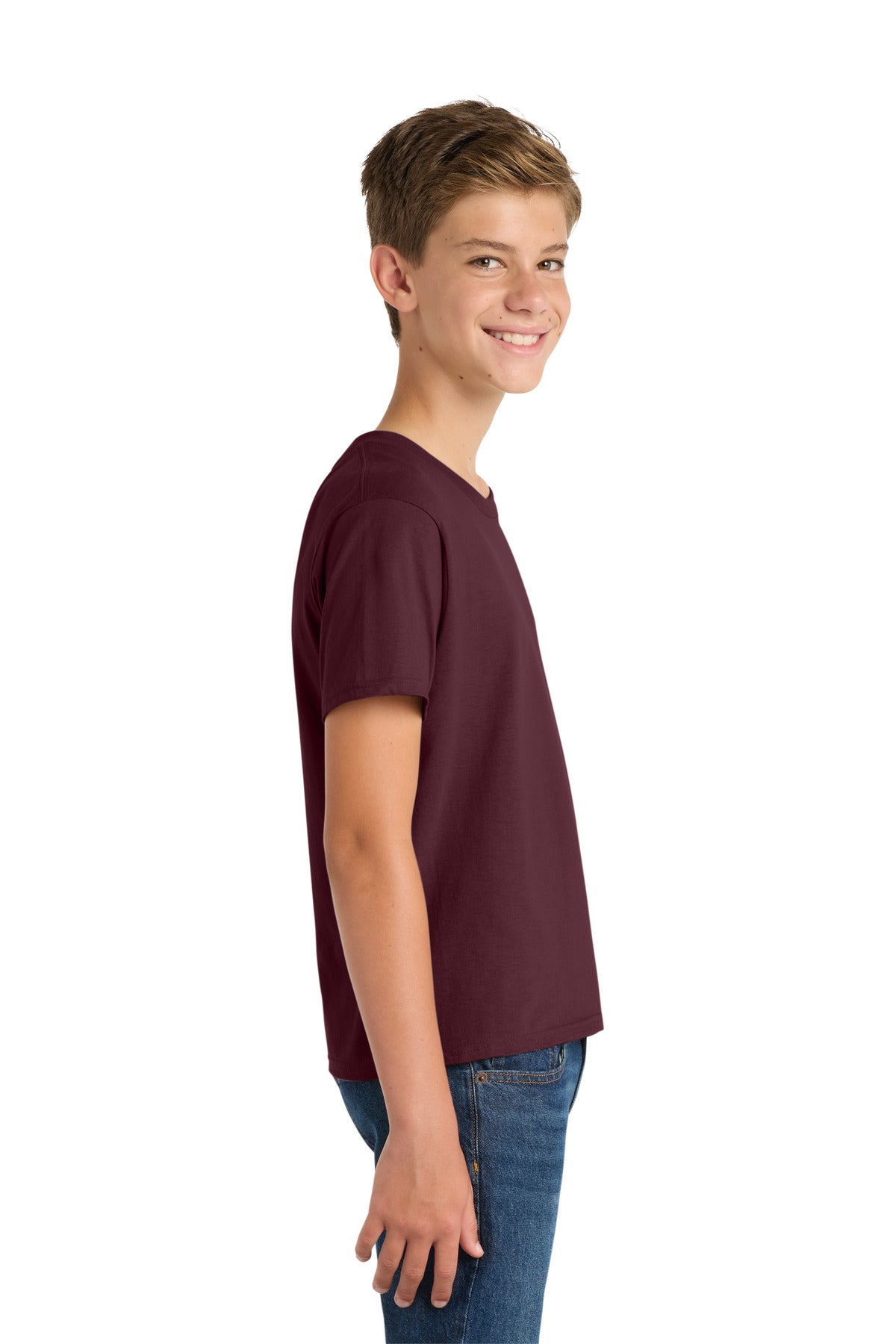 Port & Co Youth Fan Favorite Tee. PC450Y - Athletic Maroon - side