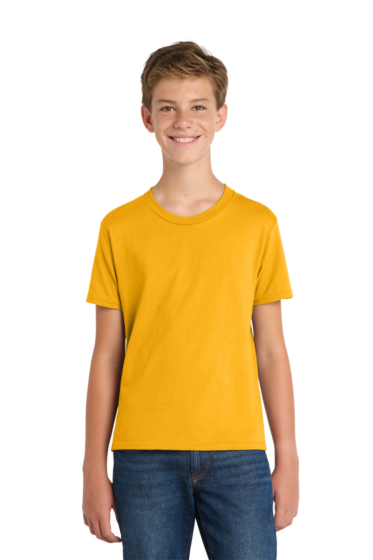 Port & Co Youth Fan Favorite Tee. PC450Y - Bright Gold - front