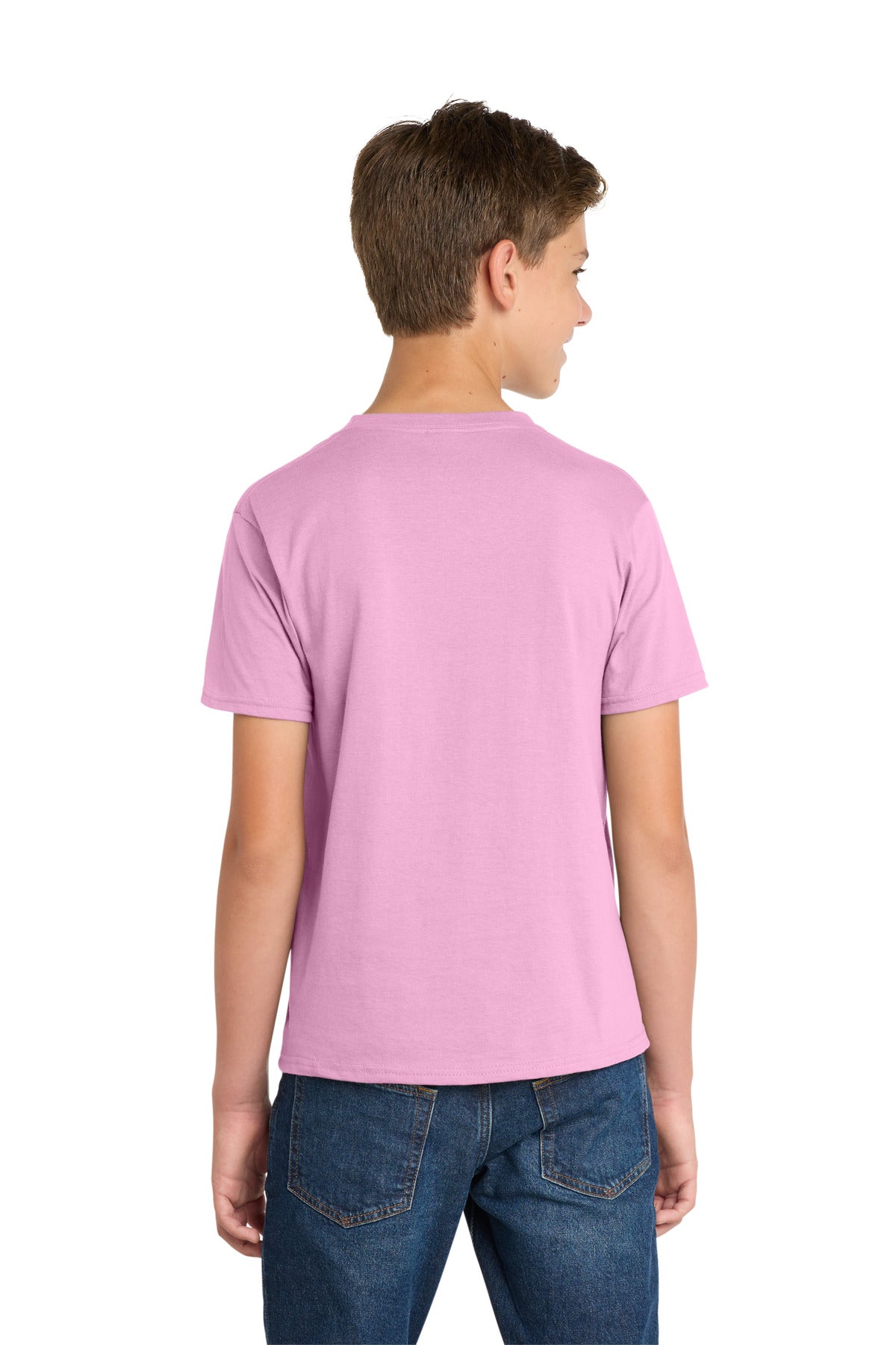 Port & Co Youth Fan Favorite Tee. PC450Y - Candy Pink - back