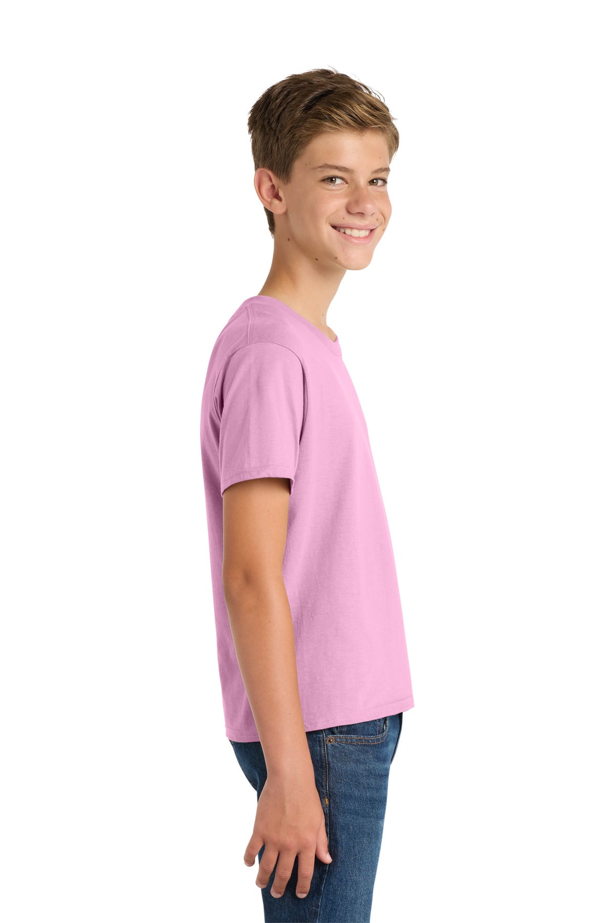 Port & Co Youth Fan Favorite Tee. PC450Y - Candy Pink - side