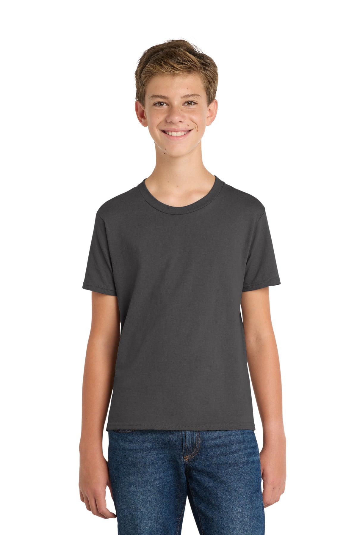 Port & Co Youth Fan Favorite Tee. PC450Y - Charcoal - front