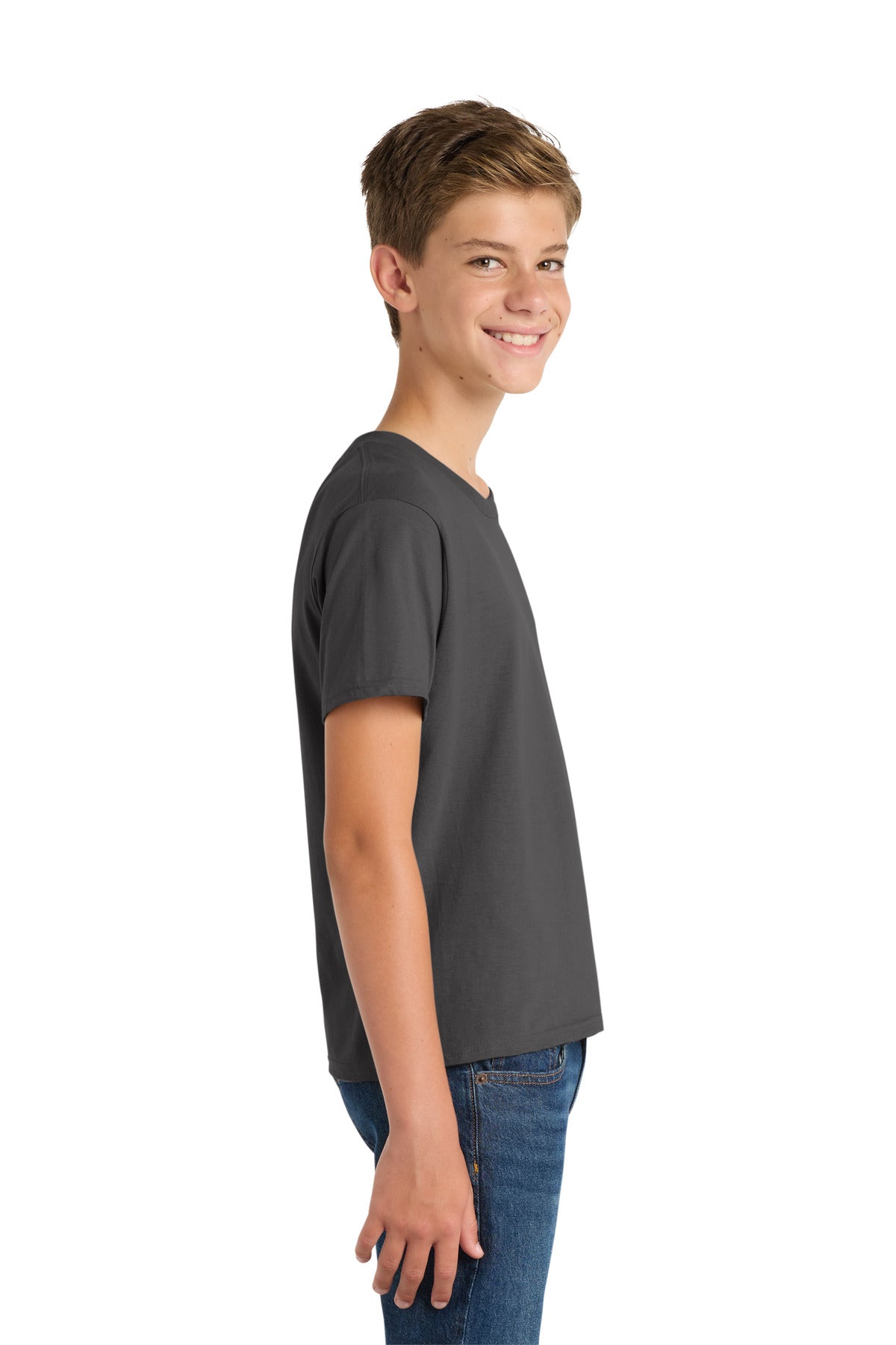 Port & Co Youth Fan Favorite Tee. PC450Y - Charcoal - side