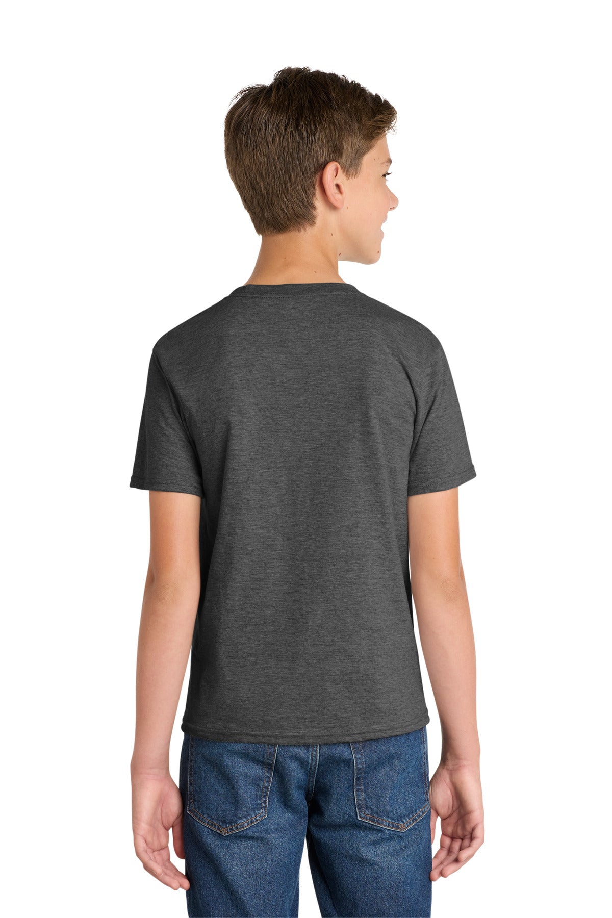 Port & Co Youth Fan Favorite Tee. PC450Y - Dark Heather Grey - back