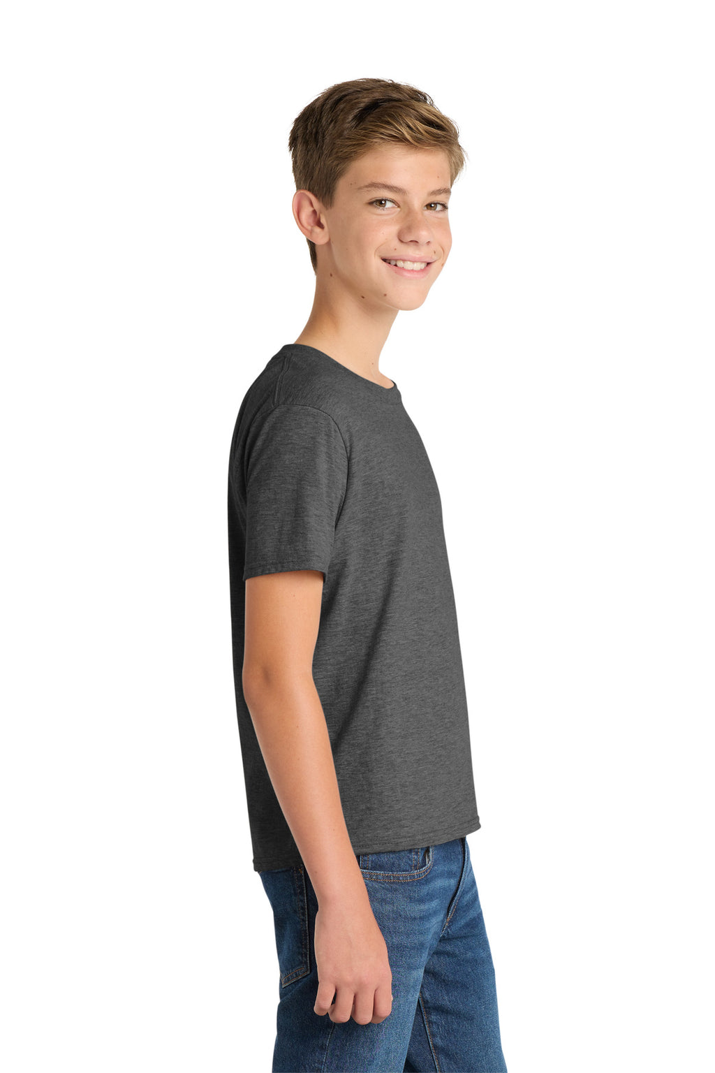 Port & Co Youth Fan Favorite Tee. PC450Y - Dark Heather Grey - side