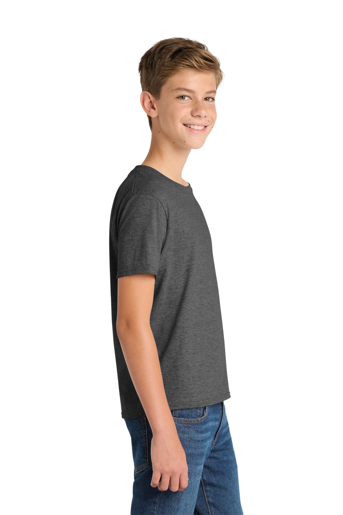 Port & Co Youth Fan Favorite Tee. PC450Y - Dark Heather Grey - side