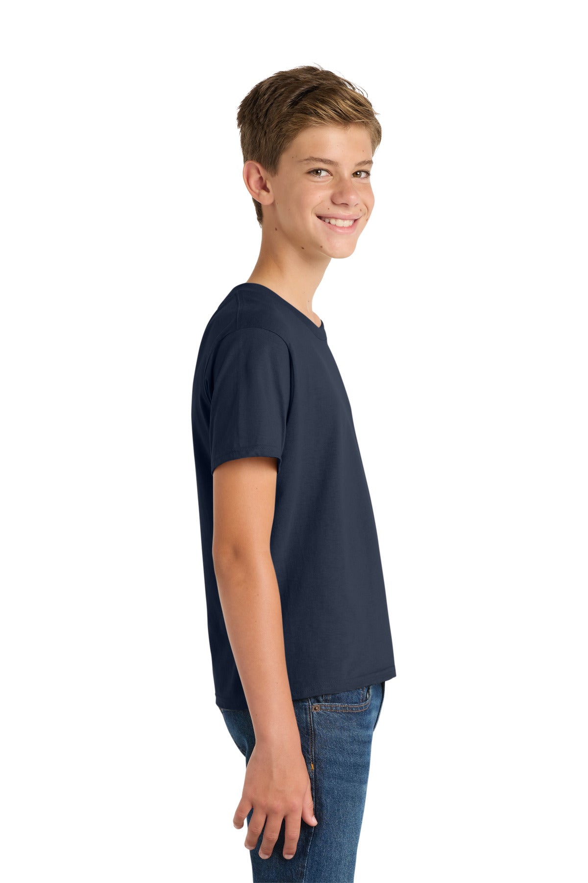 Port & Co Youth Fan Favorite Tee. PC450Y - Deep Navy - side