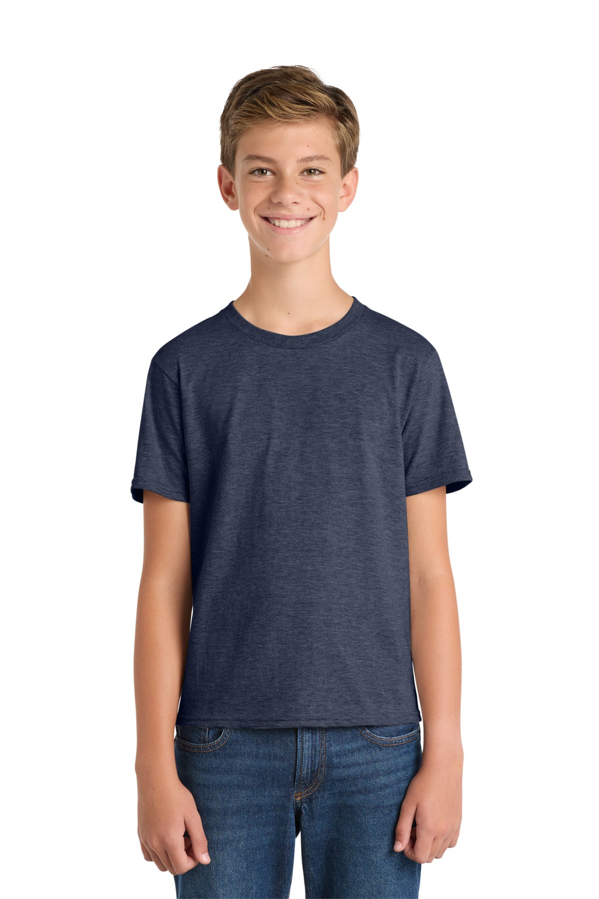 Port & Co Youth Fan Favorite Tee. PC450Y - Heather Navy - front