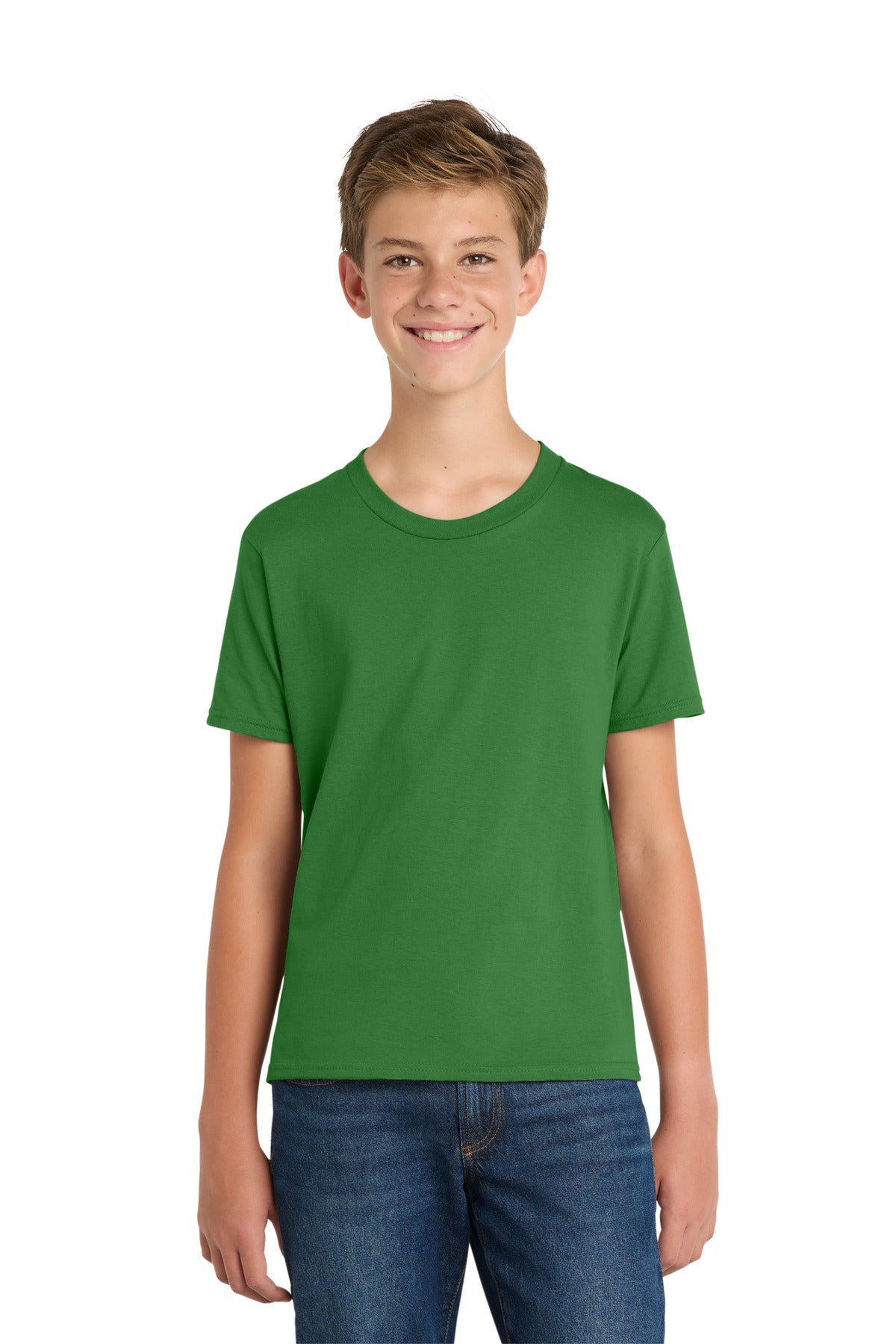 Port & Co Youth Fan Favorite Tee. PC450Y - Kiwi Green - front
