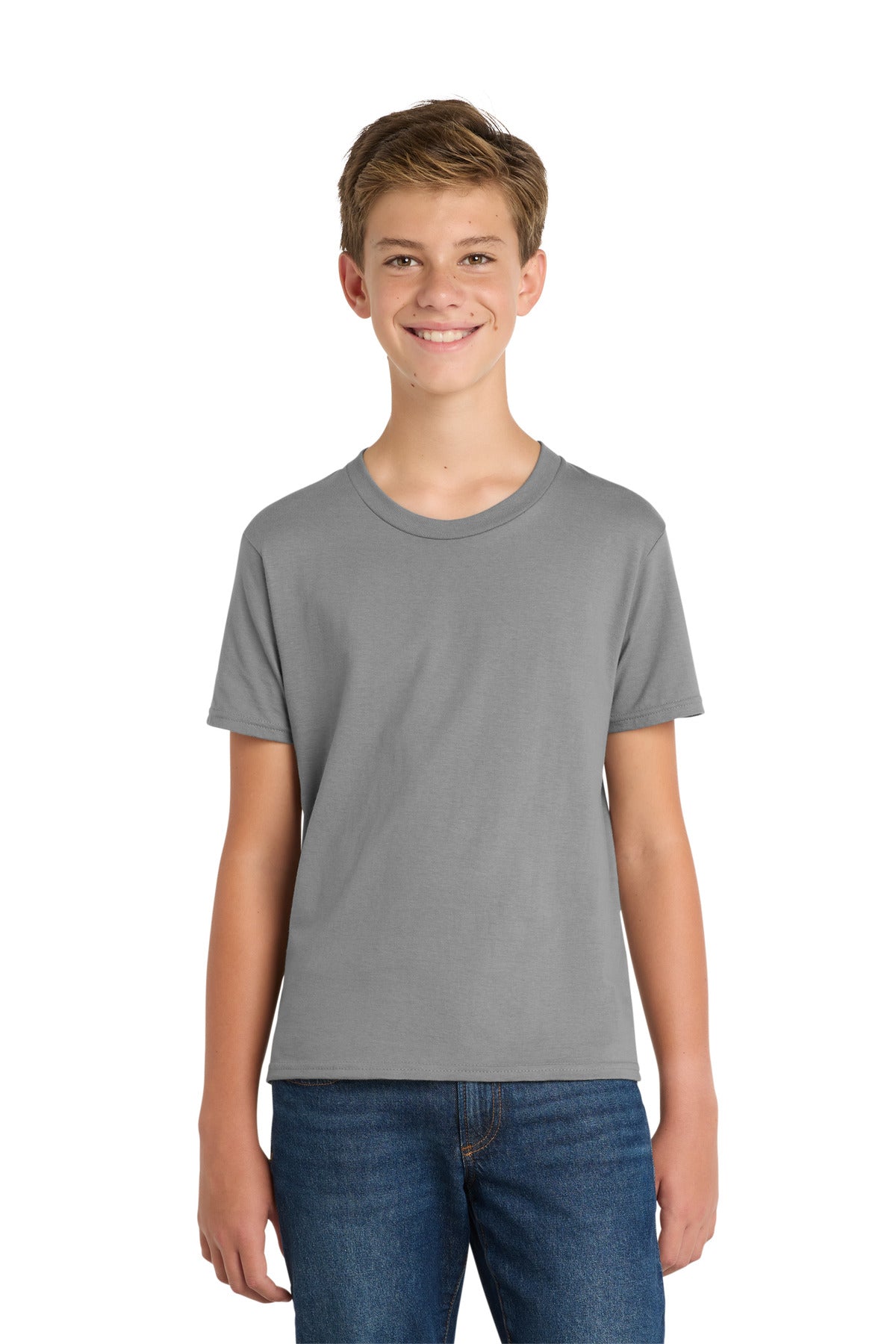 Port & Co Youth Fan Favorite Tee. PC450Y - Medium Grey - front