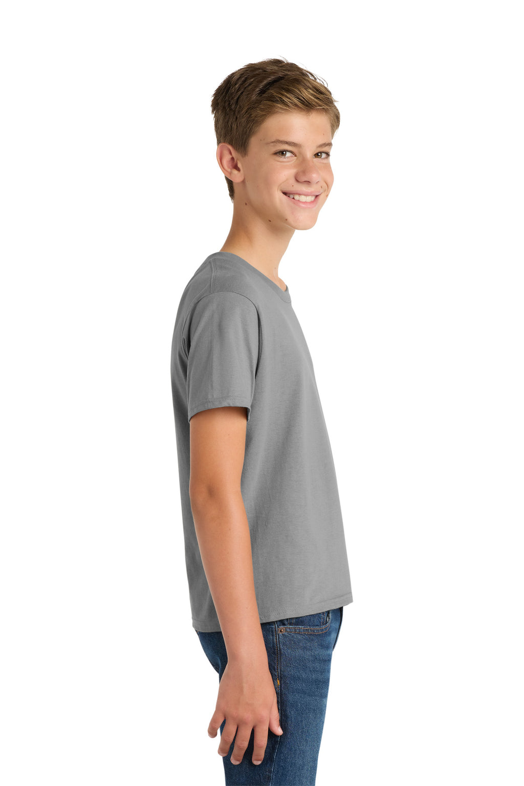 Port & Co Youth Fan Favorite Tee. PC450Y - Medium Grey - side