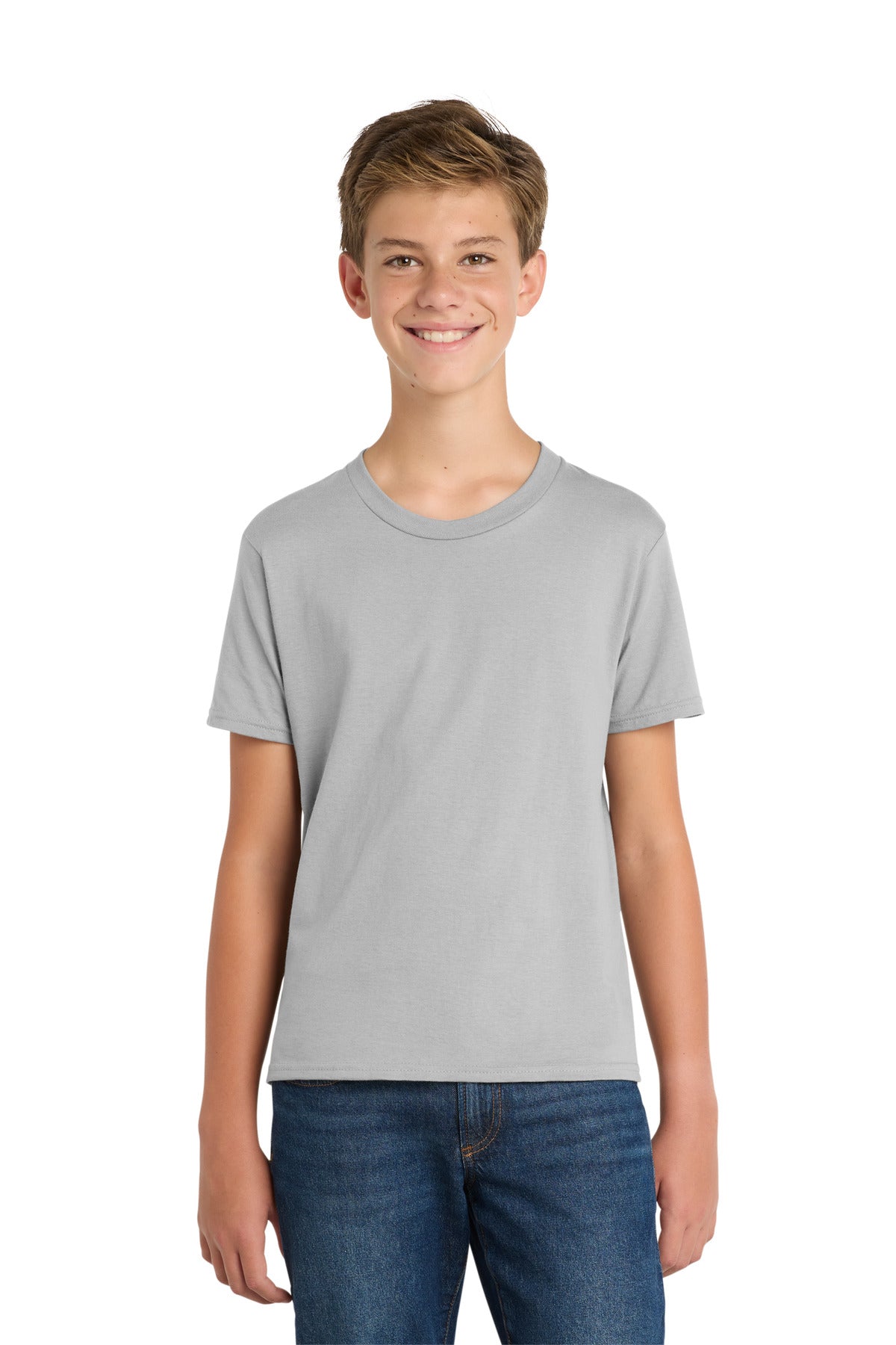 Port & Co Youth Fan Favorite Tee. PC450Y - Silver - front