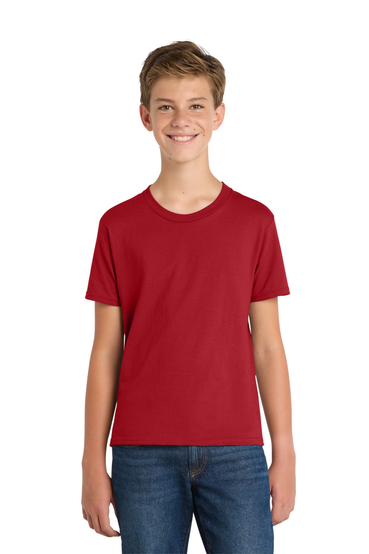 Port & Co Youth Fan Favorite Tee. PC450Y - Team Cardinal - front