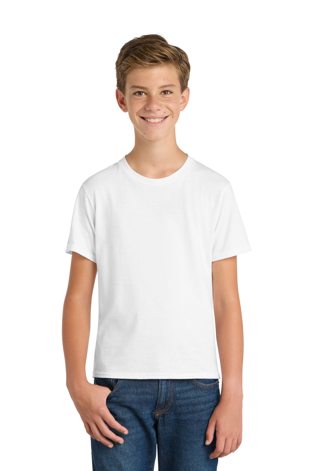 Port & Co Youth Fan Favorite Tee. PC450Y - White - front