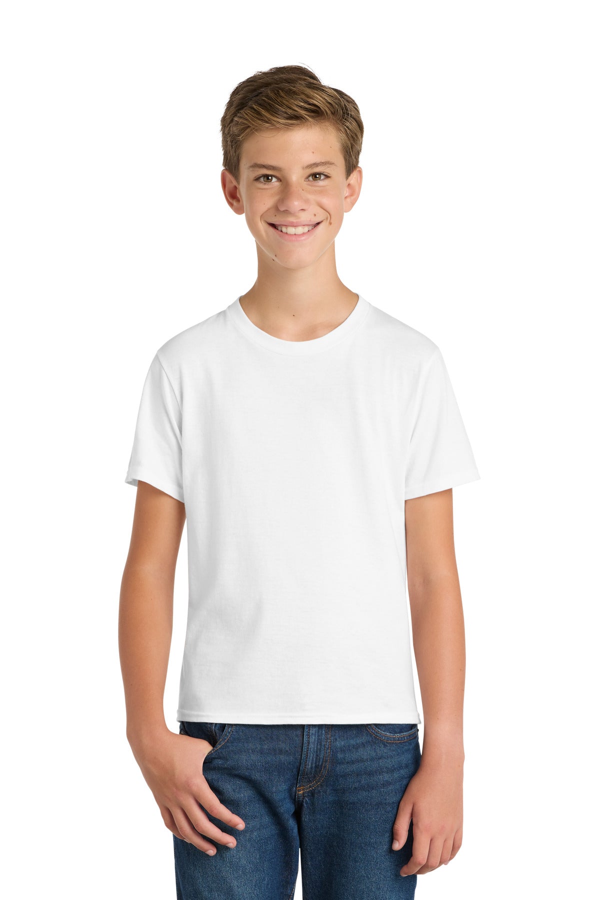 Port & Co Youth Fan Favorite Tee. PC450Y - White - front