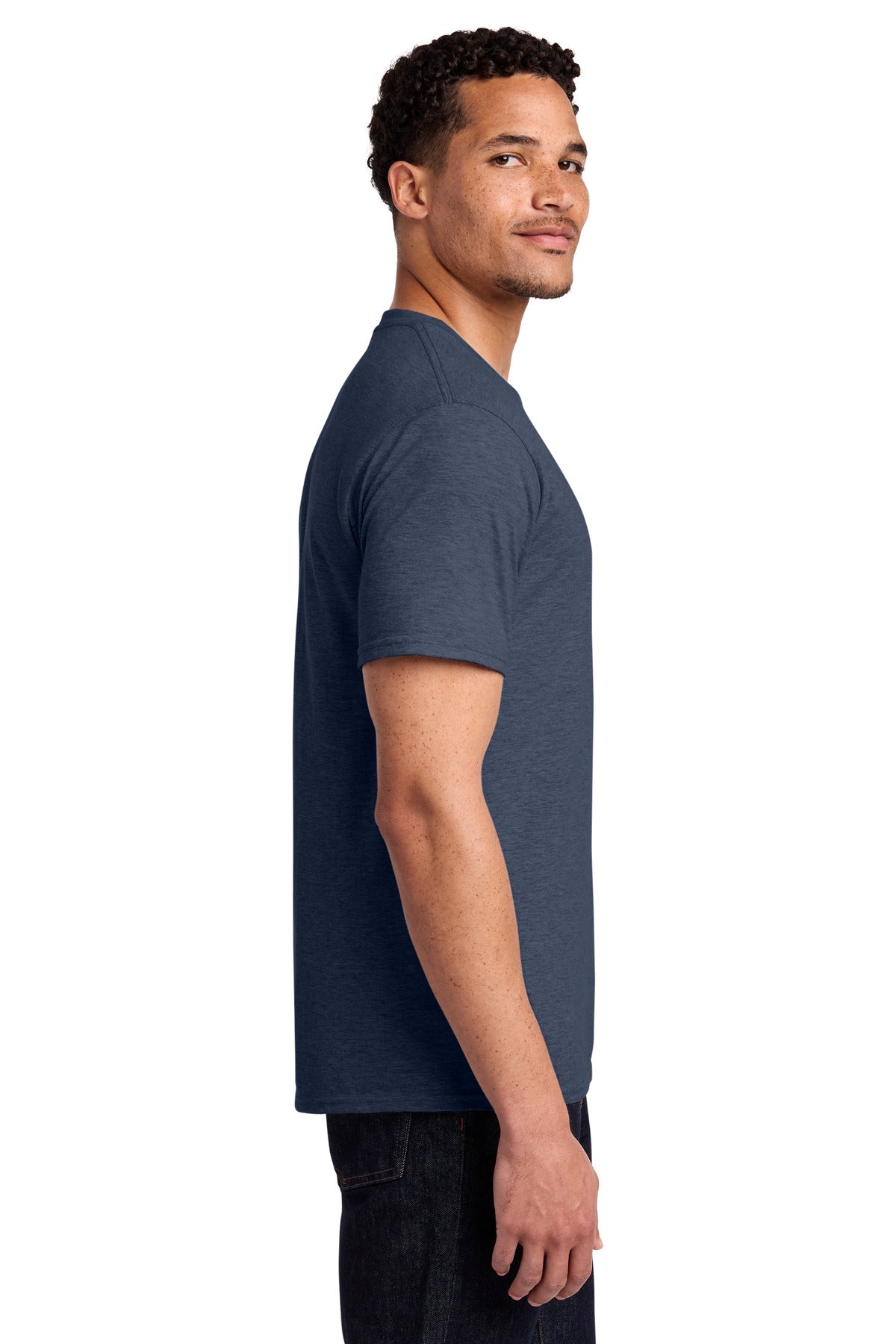 Port & Co Fan Favorite Tee. PC450 - Heather Navy - side