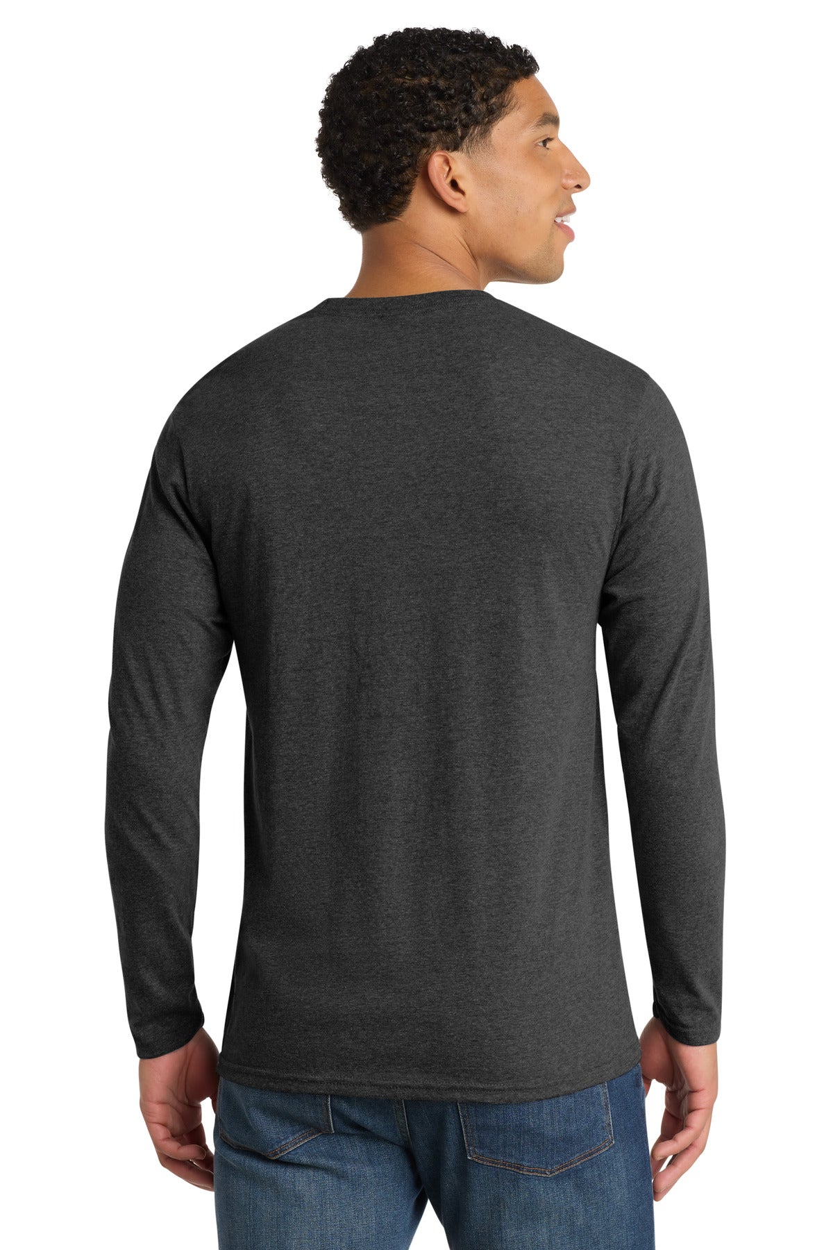 Port & Co Long Sleeve Fan Favorite Blend Tee. PC455LS - Black Heather - back