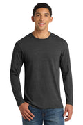 Port & Co Long Sleeve Fan Favorite Blend Tee. PC455LS - Black Heather - front
