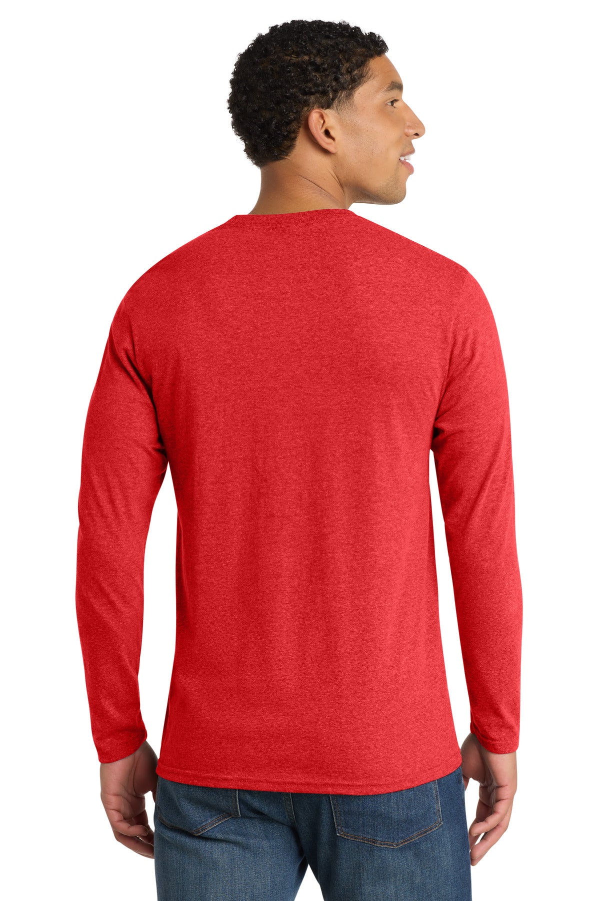 Port & Co Long Sleeve Fan Favorite Blend Tee. PC455LS - Bright Red Heather - back