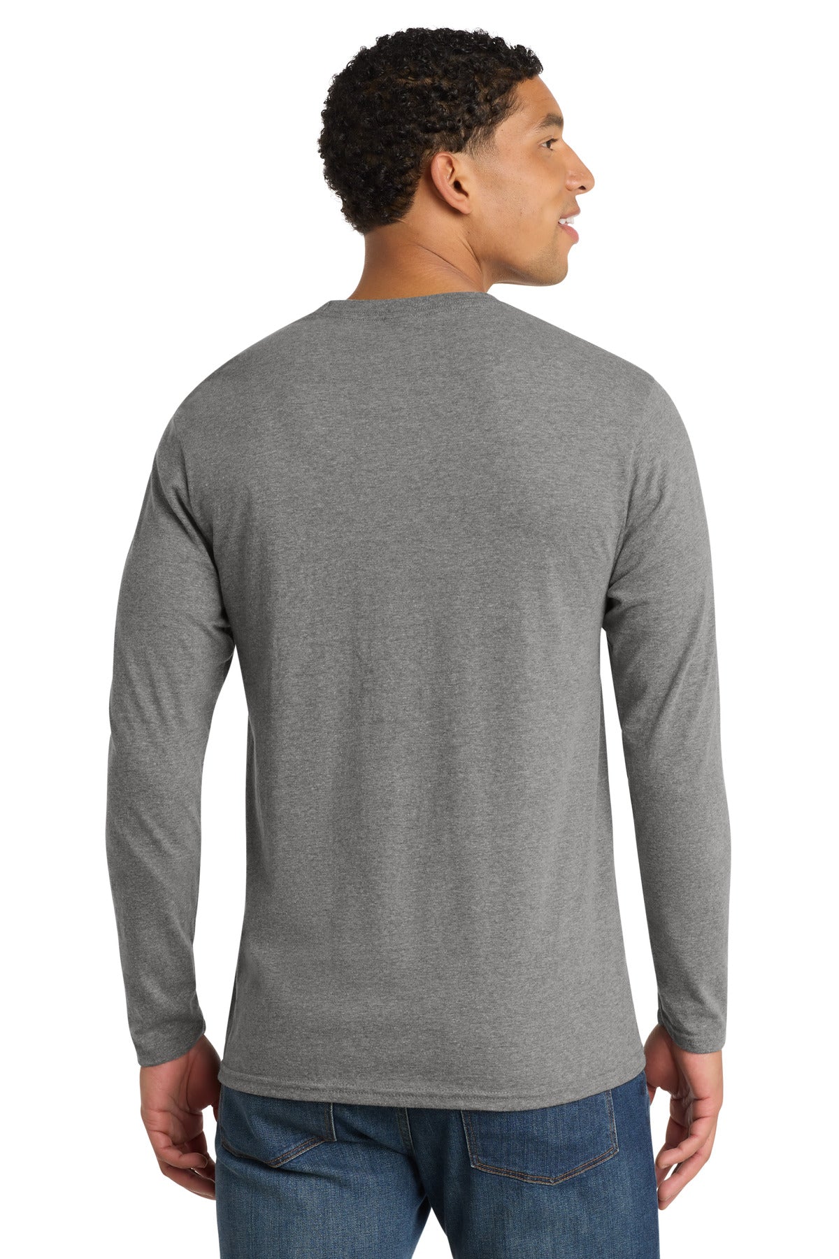 Port & Co Long Sleeve Fan Favorite Blend Tee. PC455LS - Graphite Heather - back