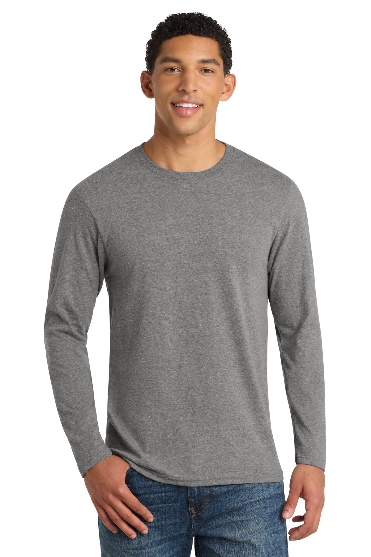 Port & Co Long Sleeve Fan Favorite Blend Tee. PC455LS - Graphite Heather - front
