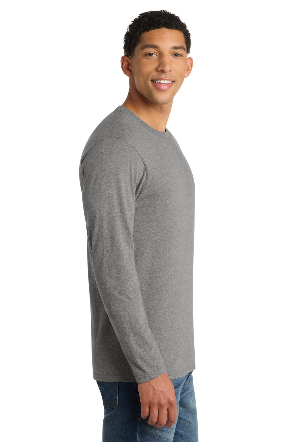 Port & Co Long Sleeve Fan Favorite Blend Tee. PC455LS - Graphite Heather - side