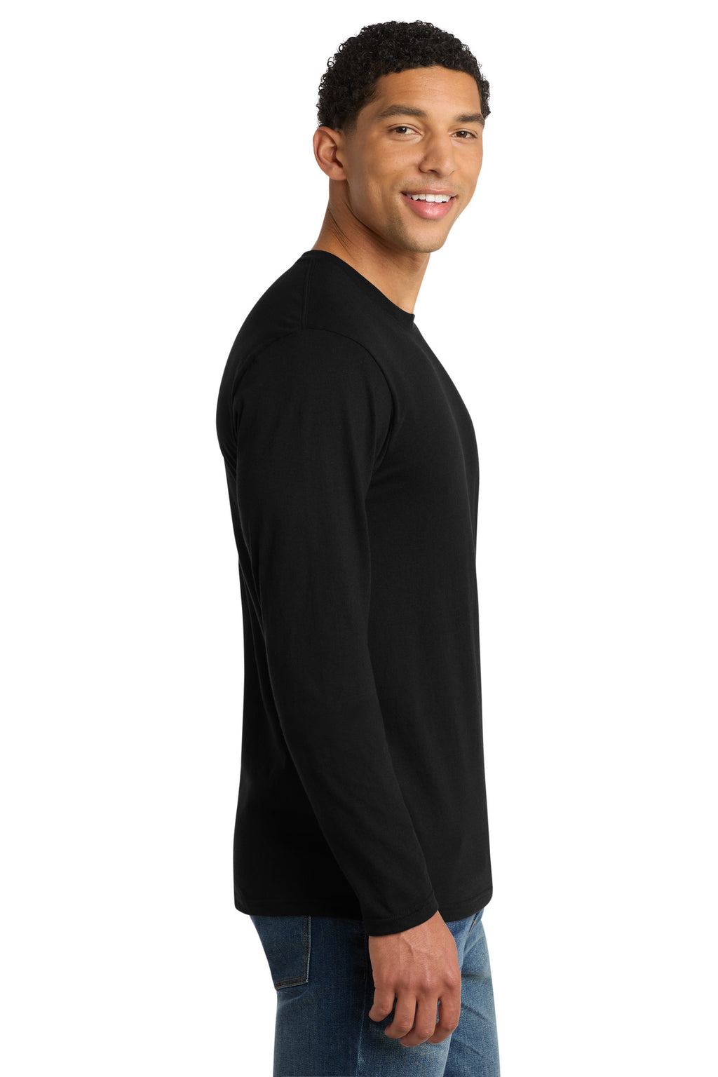 Port & Co Long Sleeve Fan Favorite Blend Tee. PC455LS - Jet Black - side