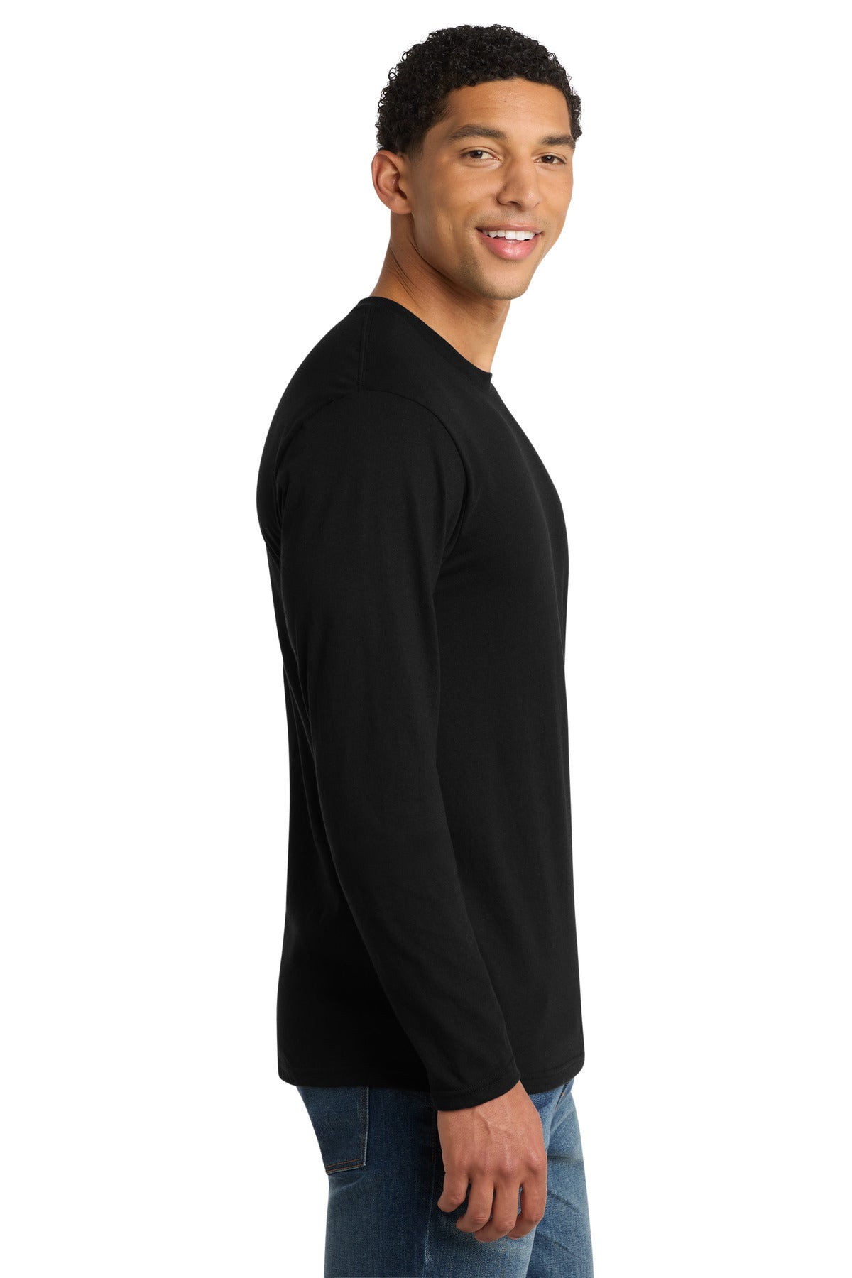 Port & Co Long Sleeve Fan Favorite Blend Tee. PC455LS - Jet Black - side