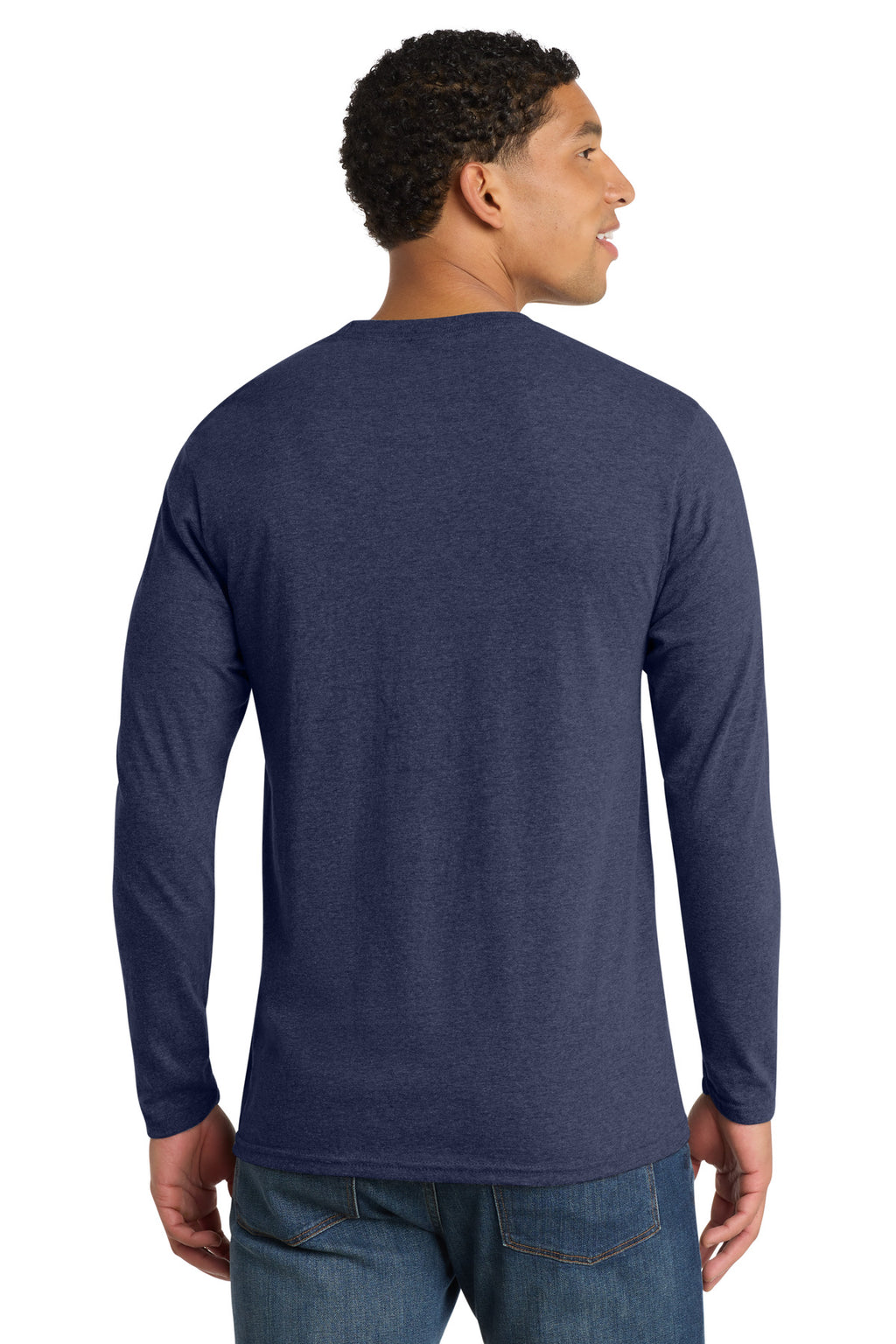 Port & Co Long Sleeve Fan Favorite Blend Tee. PC455LS - Team Navy Heather - back