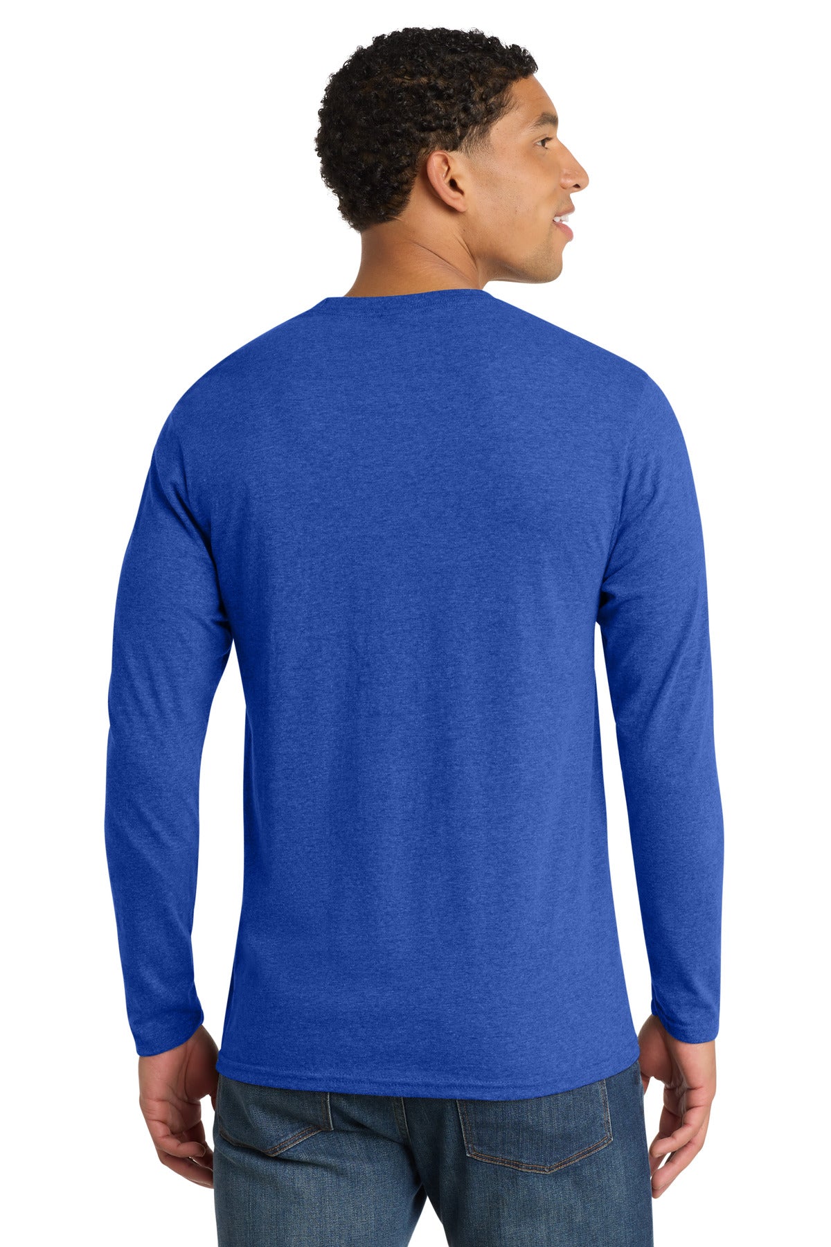 Port & Co Long Sleeve Fan Favorite Blend Tee. PC455LS - True Royal Heather - back