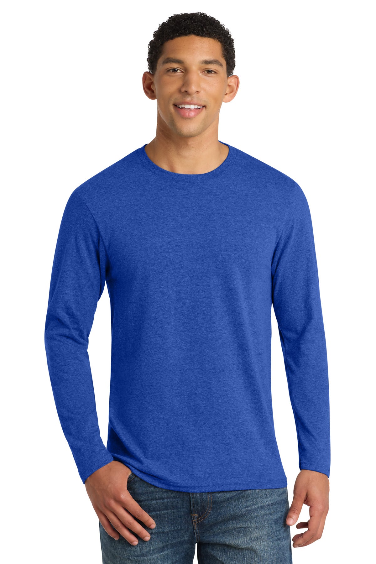 Port & Co Long Sleeve Fan Favorite Blend Tee. PC455LS - True Royal Heather - front