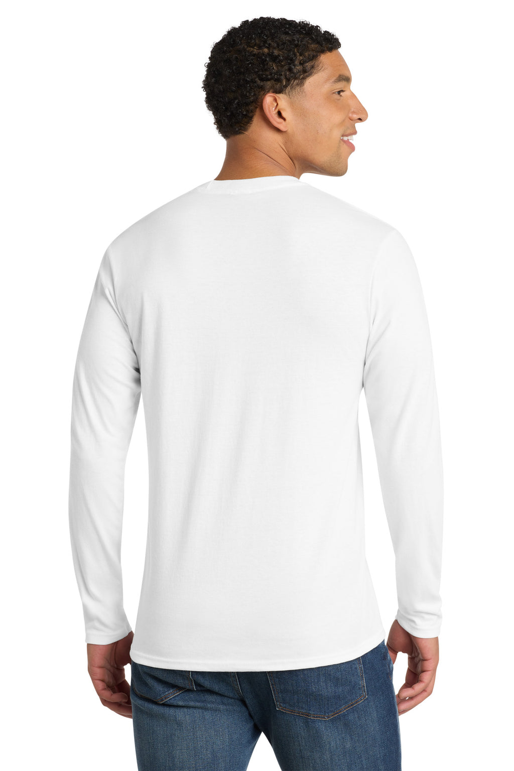 Port & Co Long Sleeve Fan Favorite Blend Tee. PC455LS - White - back
