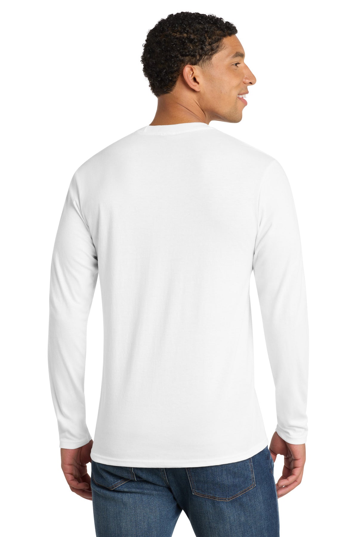 Port & Co Long Sleeve Fan Favorite Blend Tee. PC455LS - White - back