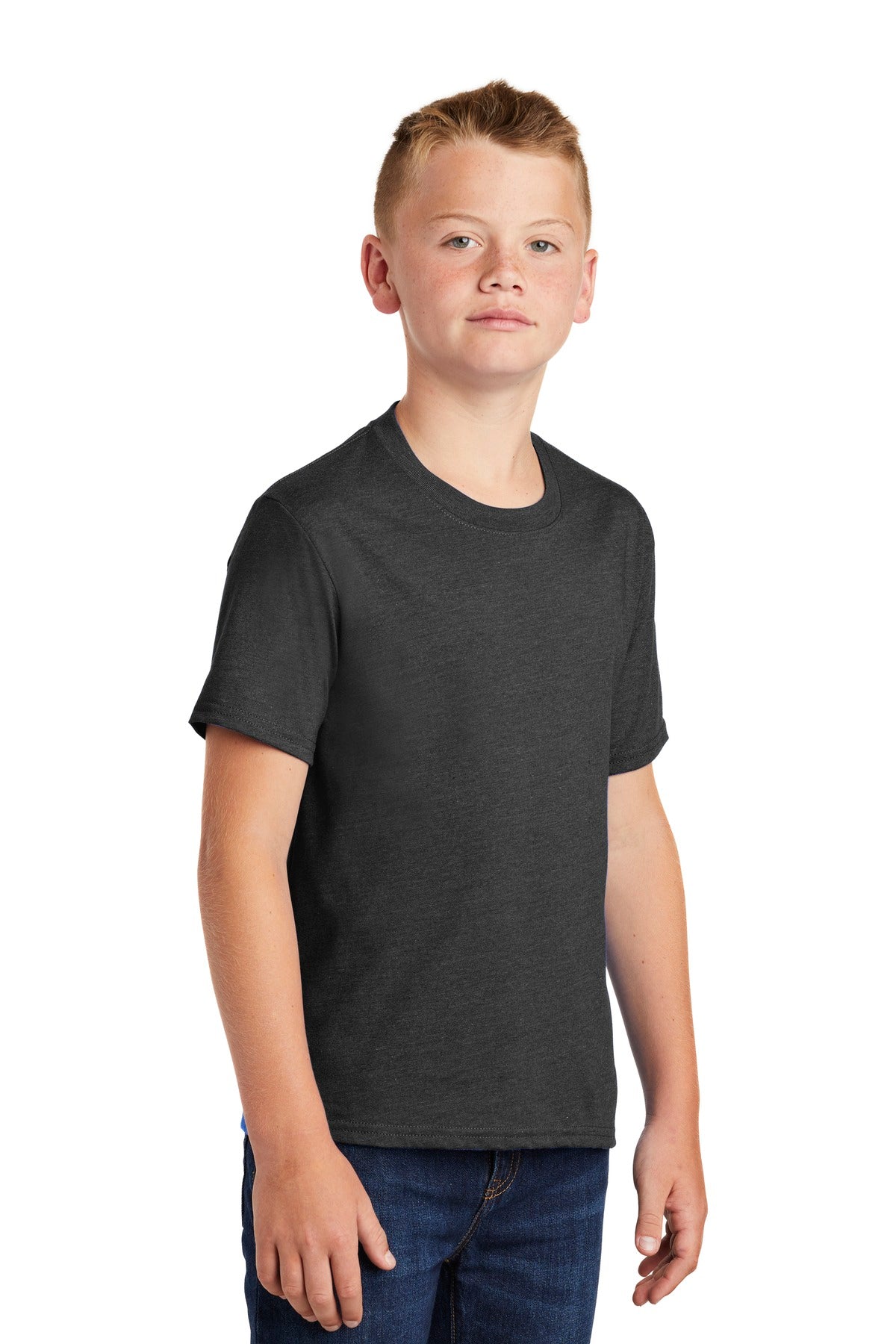 Port & Co Youth Fan Favorite Blend Tee. PC455Y - Black Heather - three_q