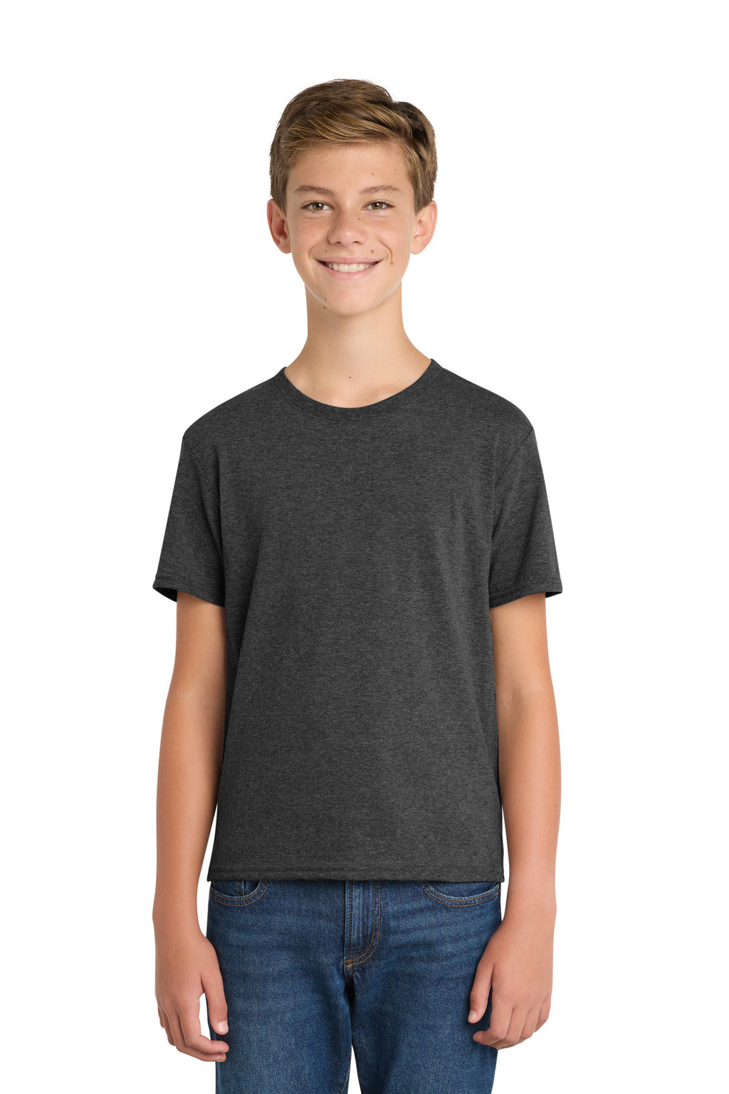 Port & Co Youth Fan Favorite Blend Tee. PC455Y - Black Heather - front