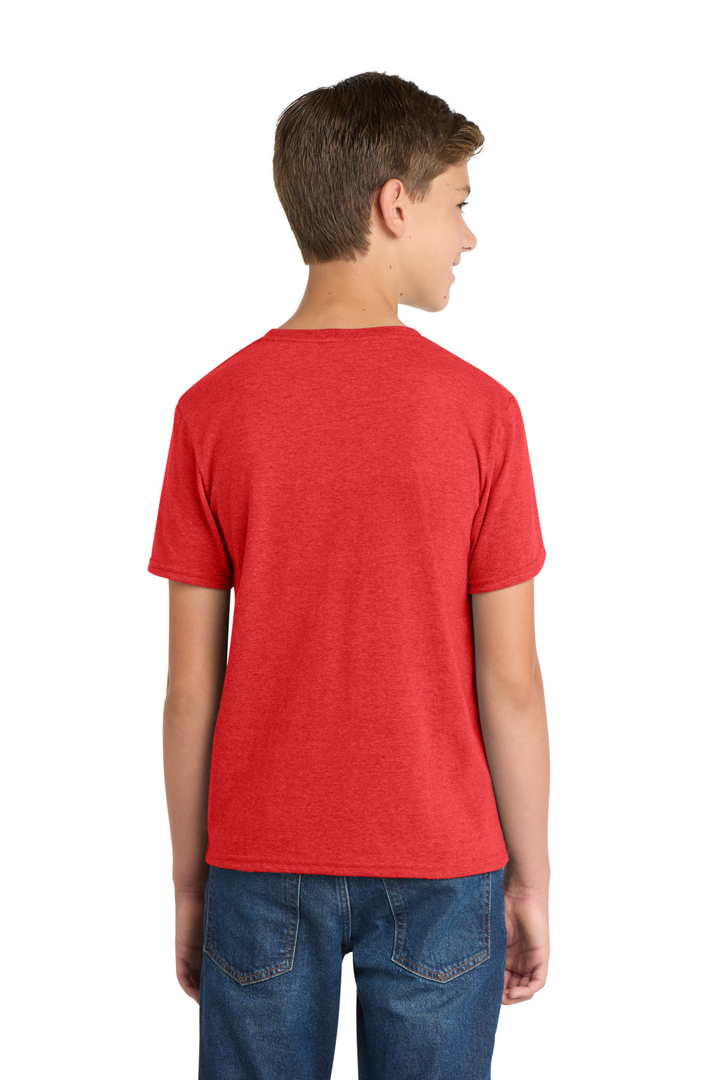 Port & Co Youth Fan Favorite Blend Tee. PC455Y - Bright Red Heather - back