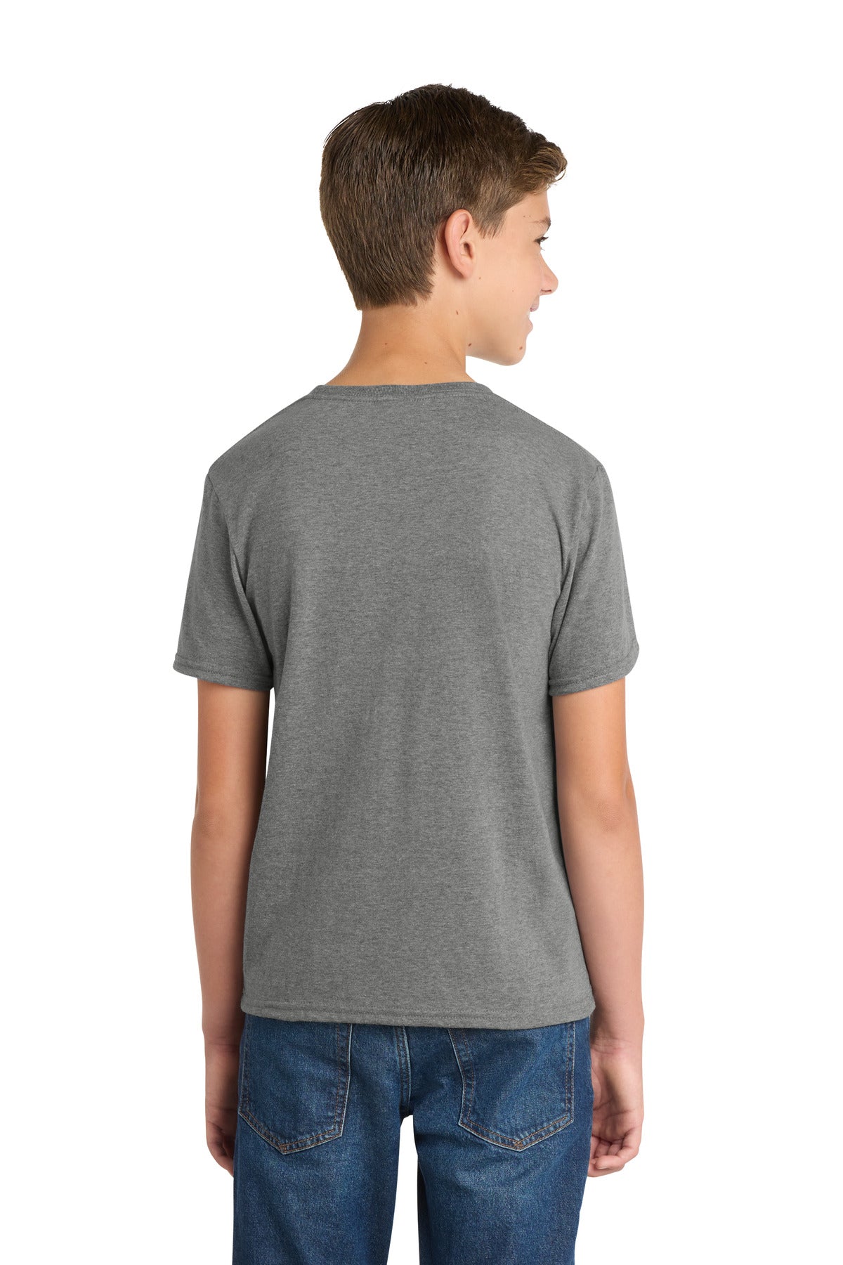 Port & Co Youth Fan Favorite Blend Tee. PC455Y - Graphite Heather - back