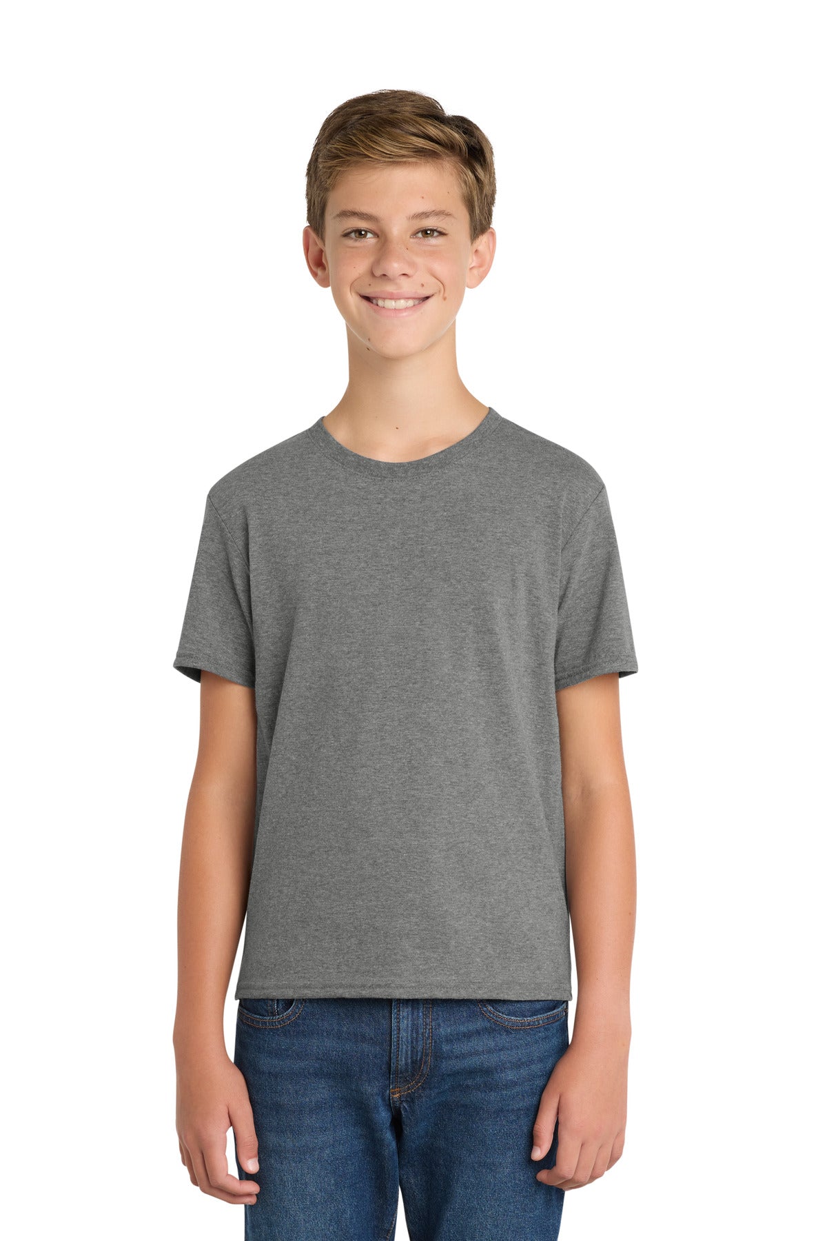 Port & Co Youth Fan Favorite Blend Tee. PC455Y - Graphite Heather - front