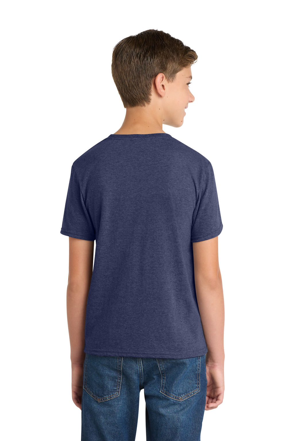 Port & Co Youth Fan Favorite Blend Tee. PC455Y - Team Navy Heather - back