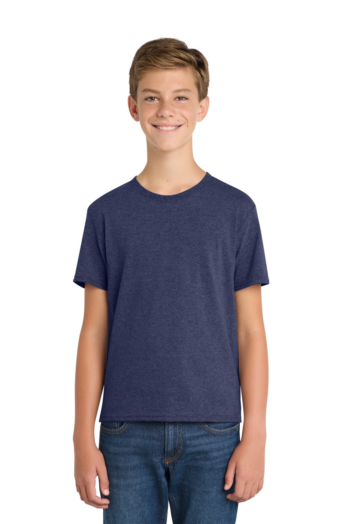 Port & Co Youth Fan Favorite Blend Tee. PC455Y - Team Navy Heather - front